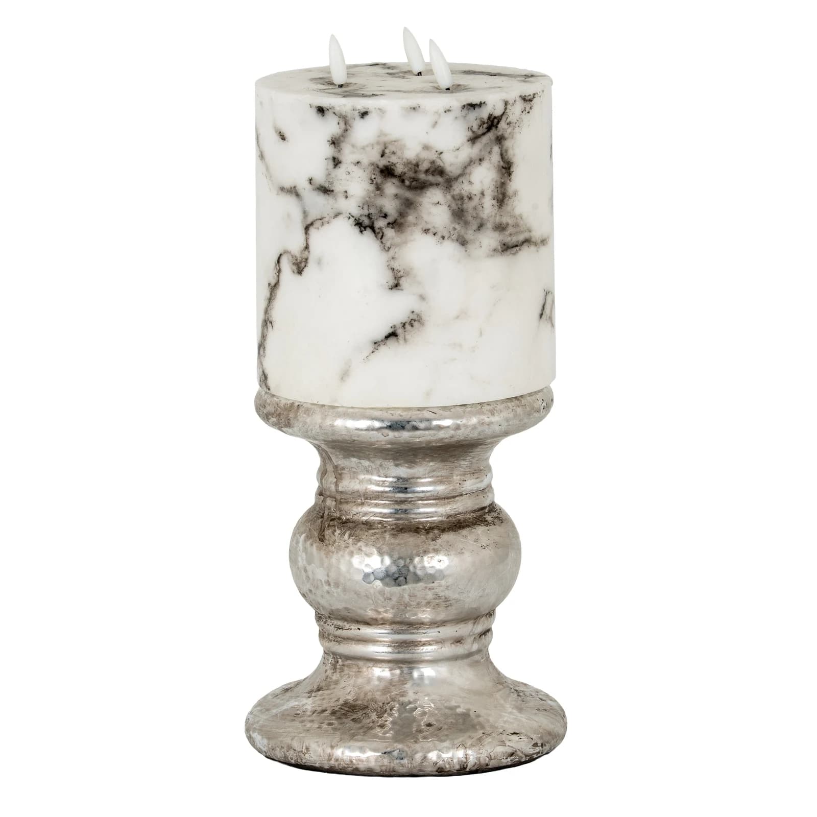 Silver Punch Faced Ceramic Large Candle Holder - Candles, photo 4 of 5
