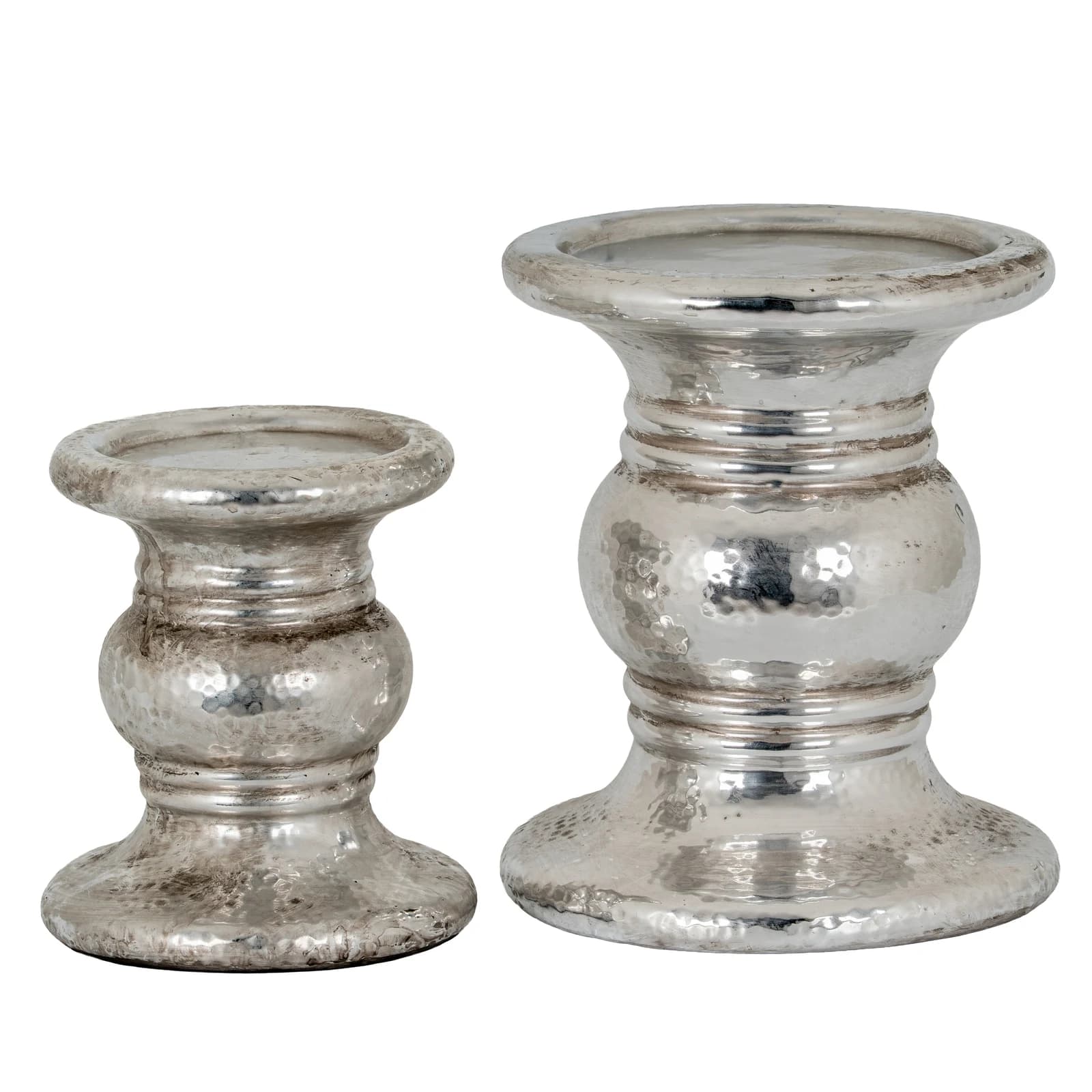 Silver Punch Faced Ceramic Large Candle Holder - Candles, photo 5 of 5
