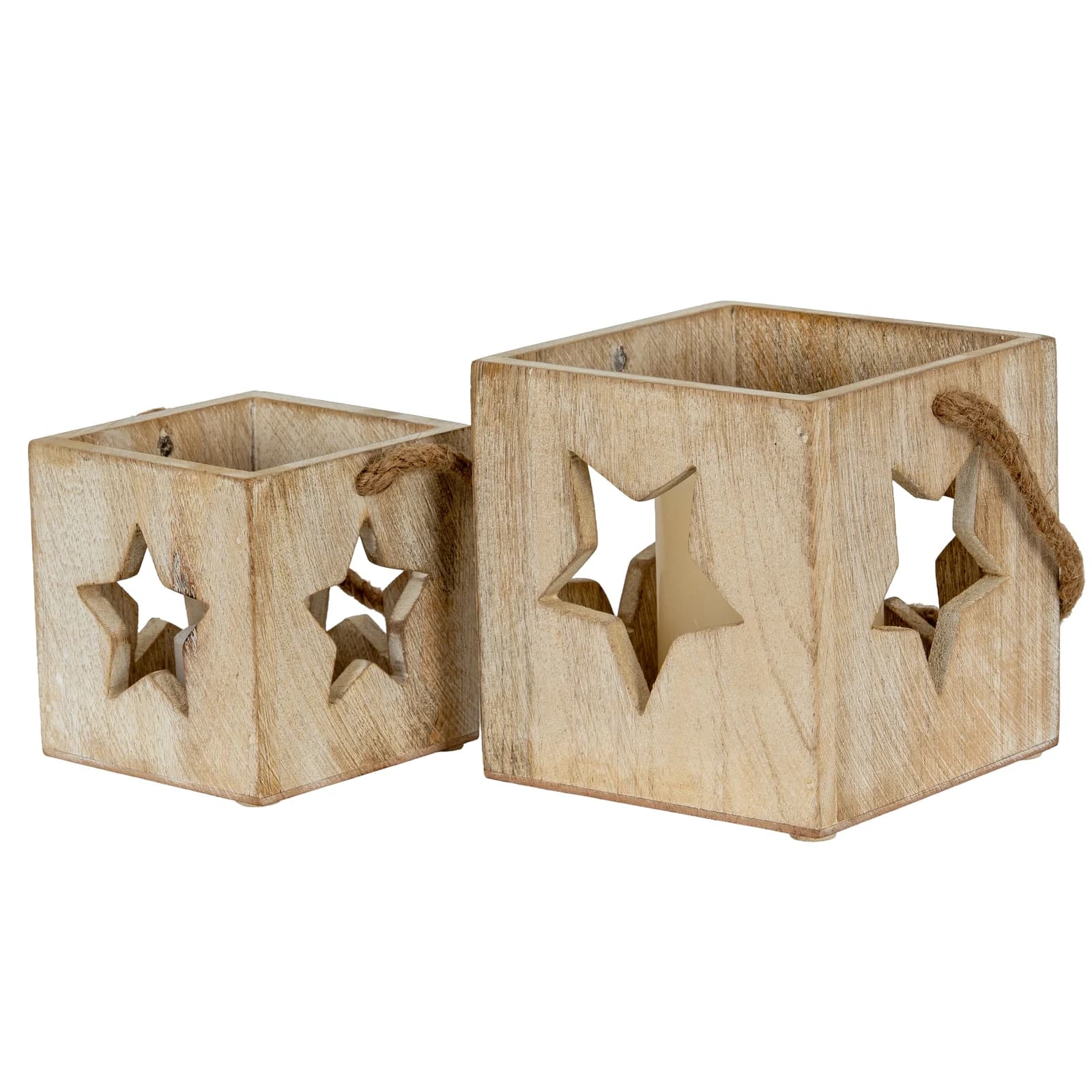 Washed Wood Star Tealight Candle Holder - Candles, photo 4 of 4