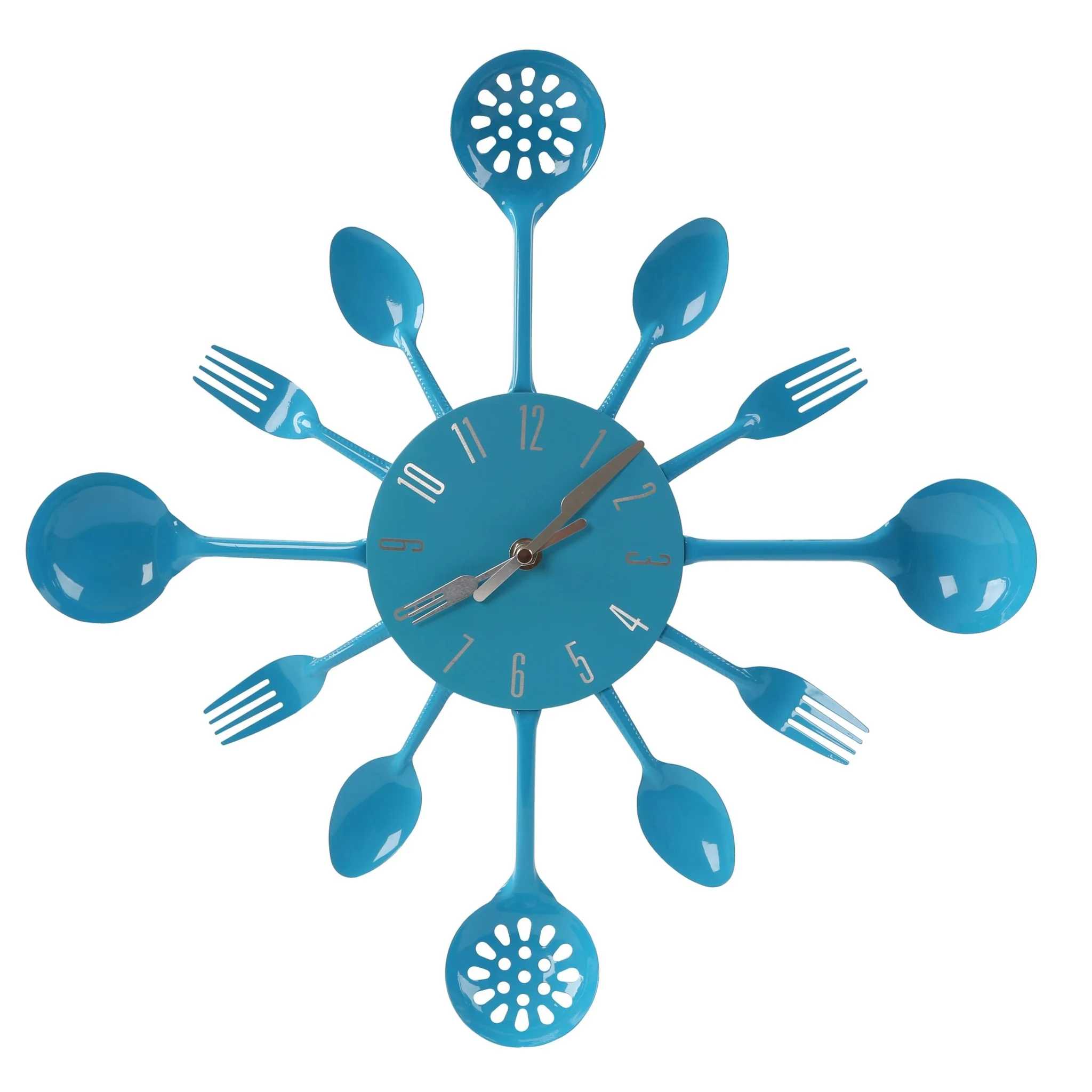 Romero 33cm Dia Blue Cutlery Metal Wall Clock - Decorative, photo 3 of 4