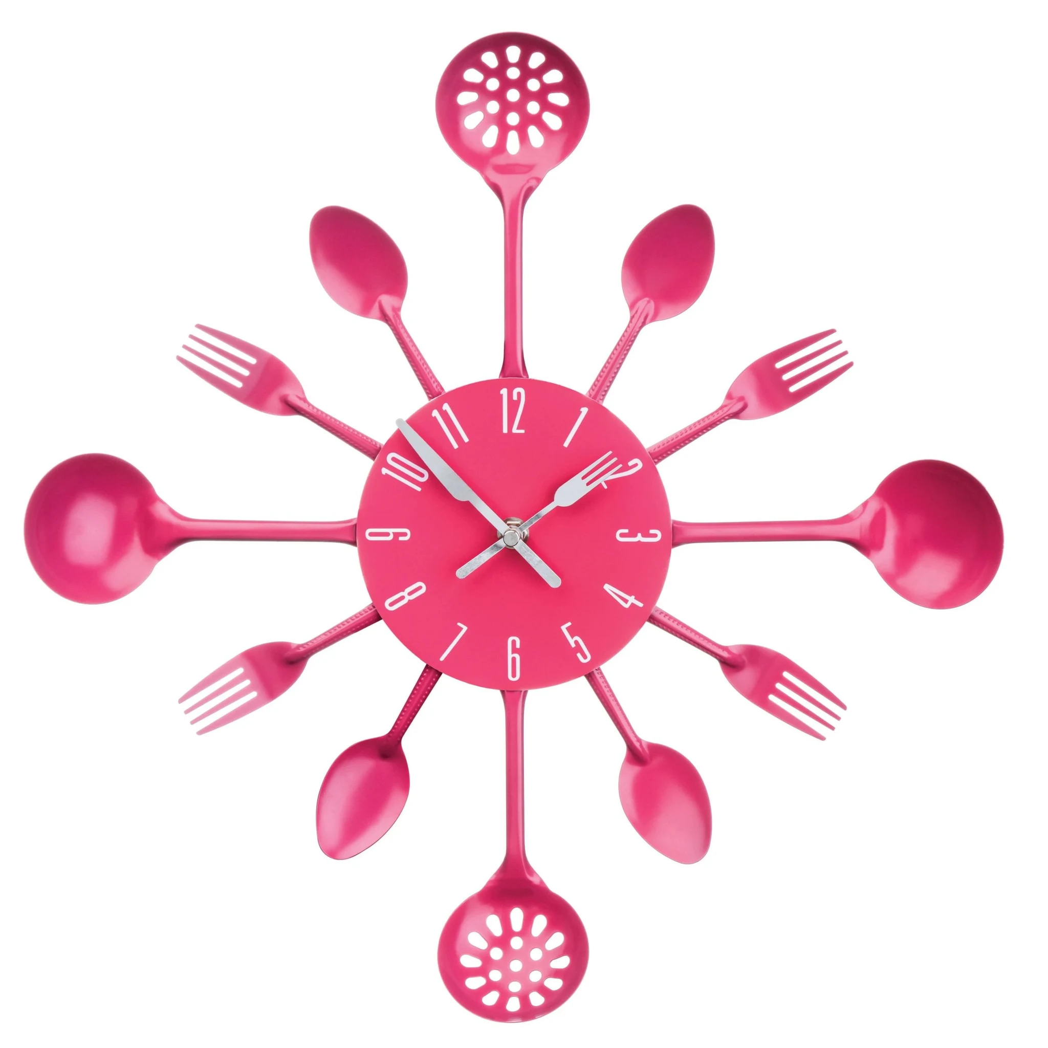 Romero 33cm Dia Hot Pink Cutlery Metal Wall Clock - Decorative, photo 2 of 2
