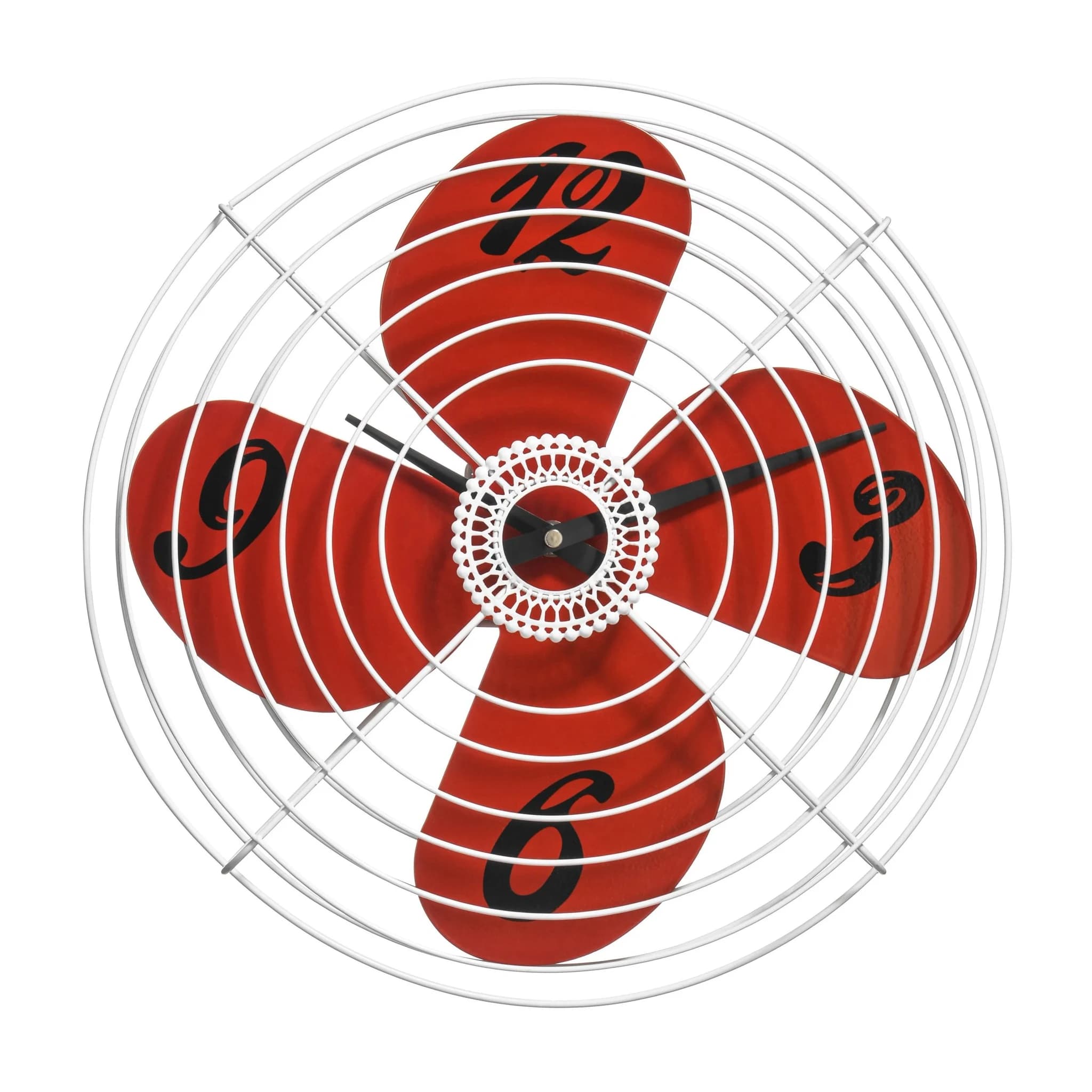 Misam 38cm Dia Red Retro Fan Design Wall Clock - Decorative, photo 2 of 2