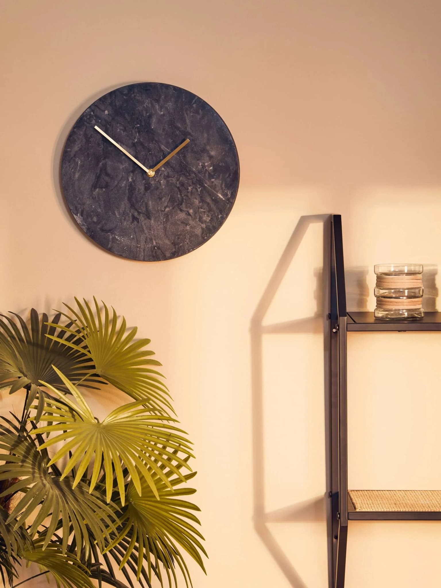 Lamonte 30cm Dia Black Marble Wall Clock - Decorative, photo 3 of 5