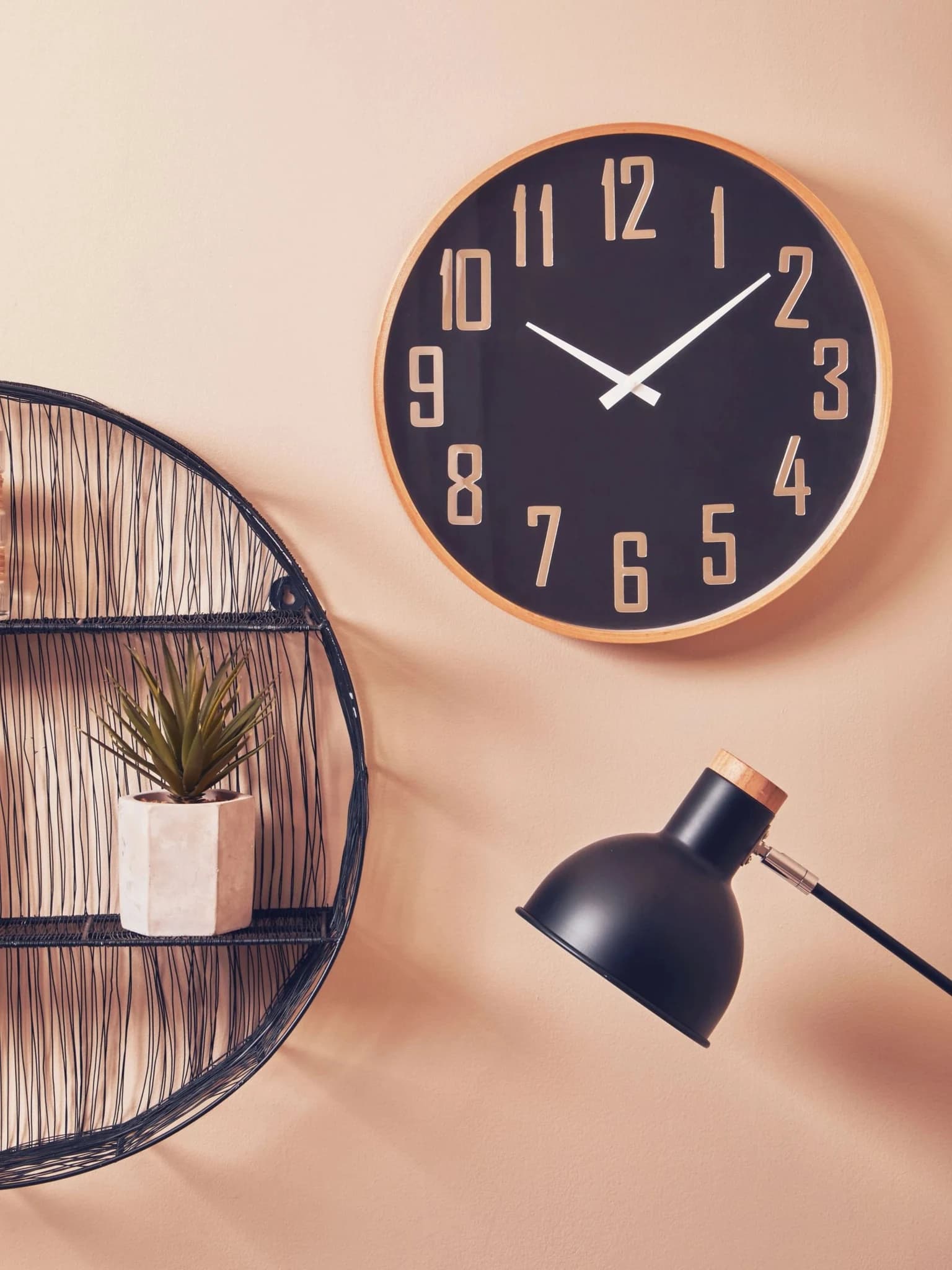 Vitus 30cm Dia Black Wall Clock - Decorative, photo 3 of 7