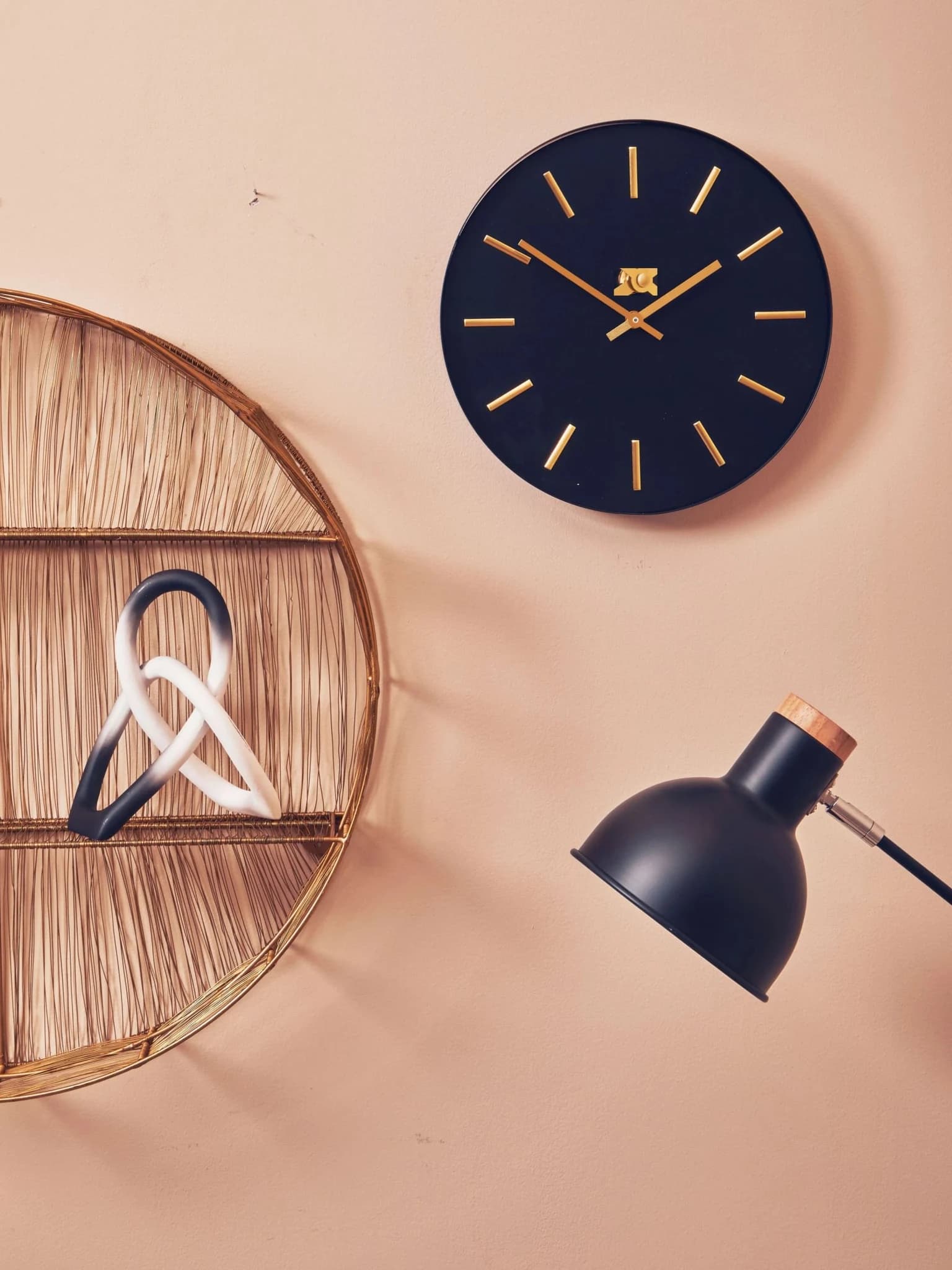 Vitus 30.5cm Dia Black and Gold Wall Clock - Decorative, photo 3 of 7