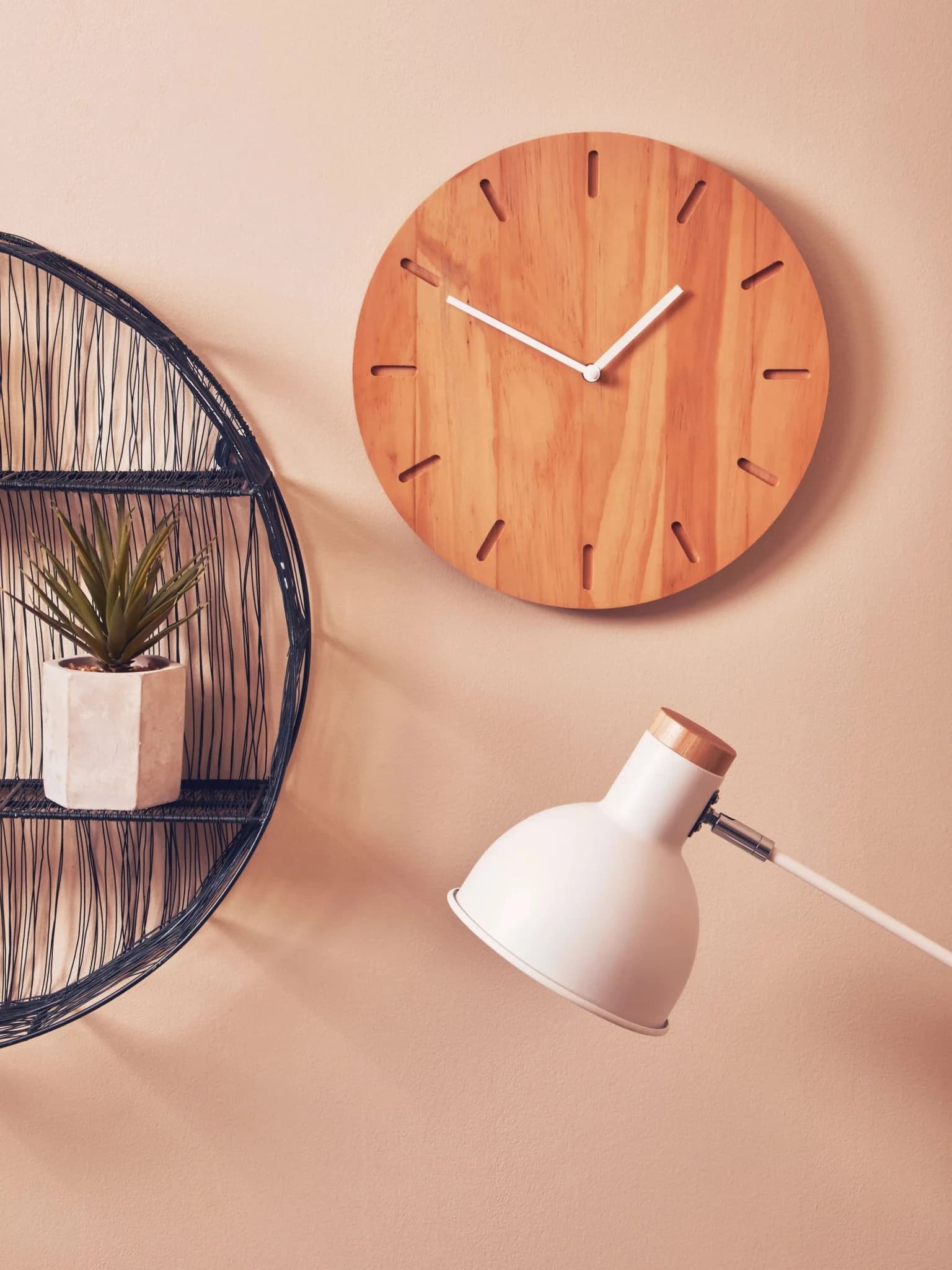 Vitus 35cm Dia Natural Finish Oak Wood Wall Clock - Decorative, photo 3 of 8