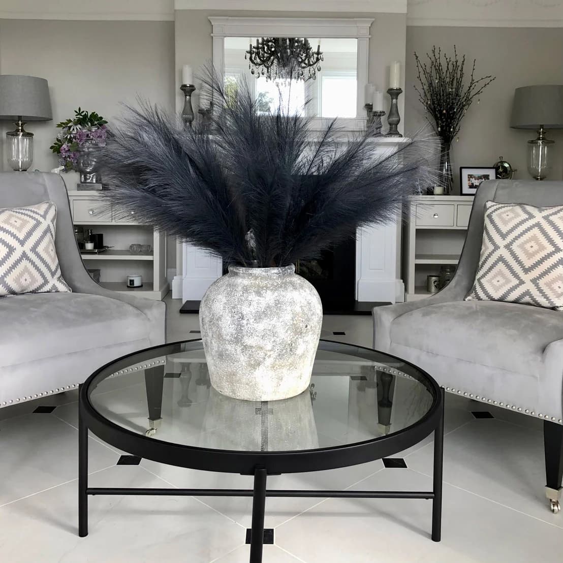 Grey Large Faux Pampas Grass Stem — Pack of 5 - Artificial plants & flowers, photo 2 of 4