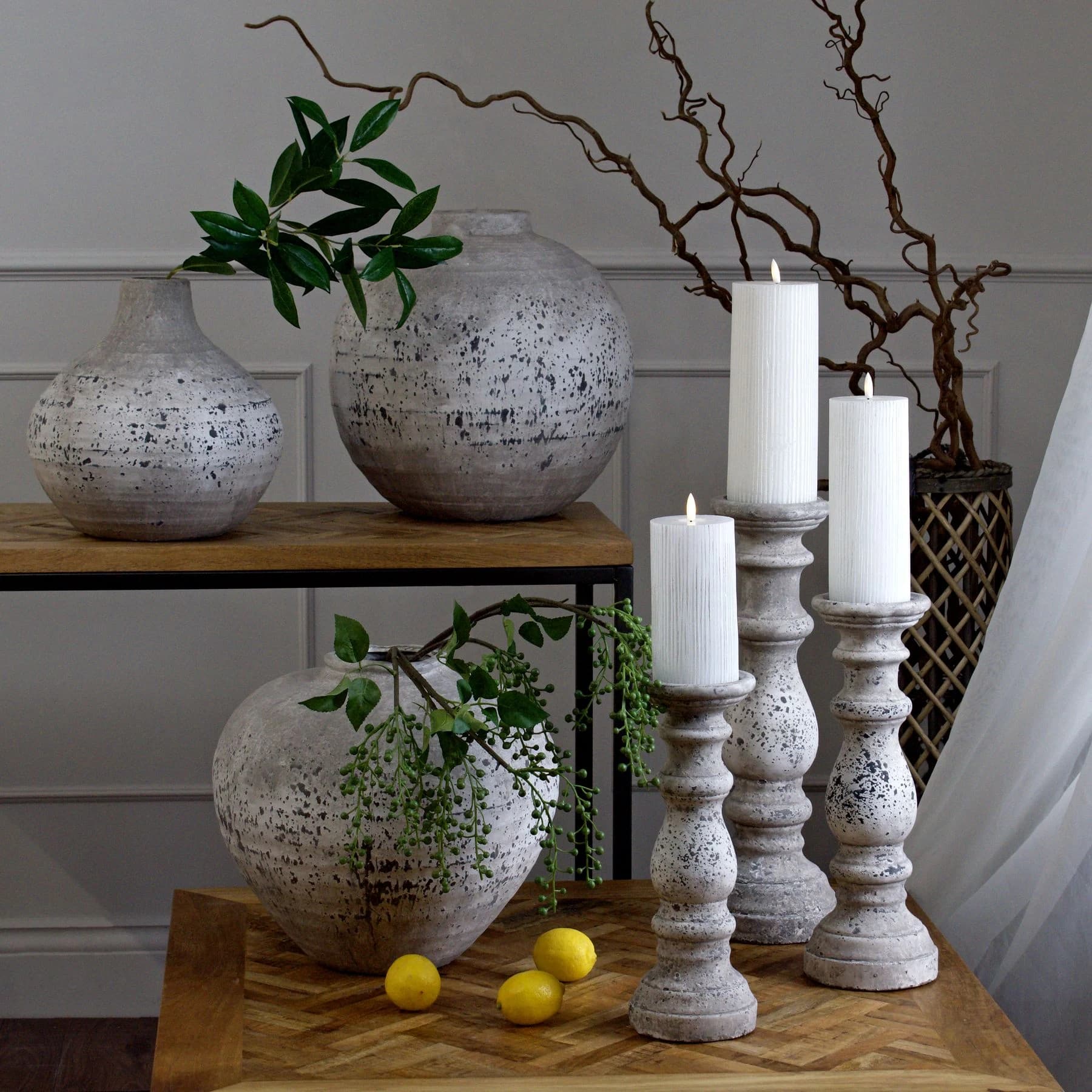 Large Stone Ceramic Column Candle Holder - Candles, photo 5 of 5