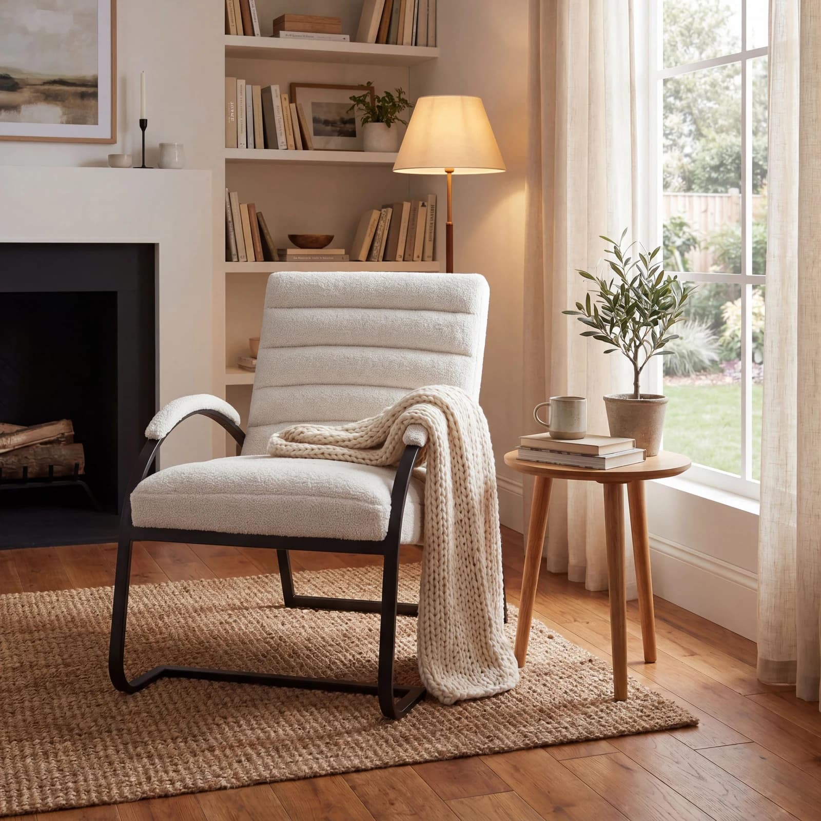 Boucle Ribbed Ark Chair - Chairs, photo 3 of 7