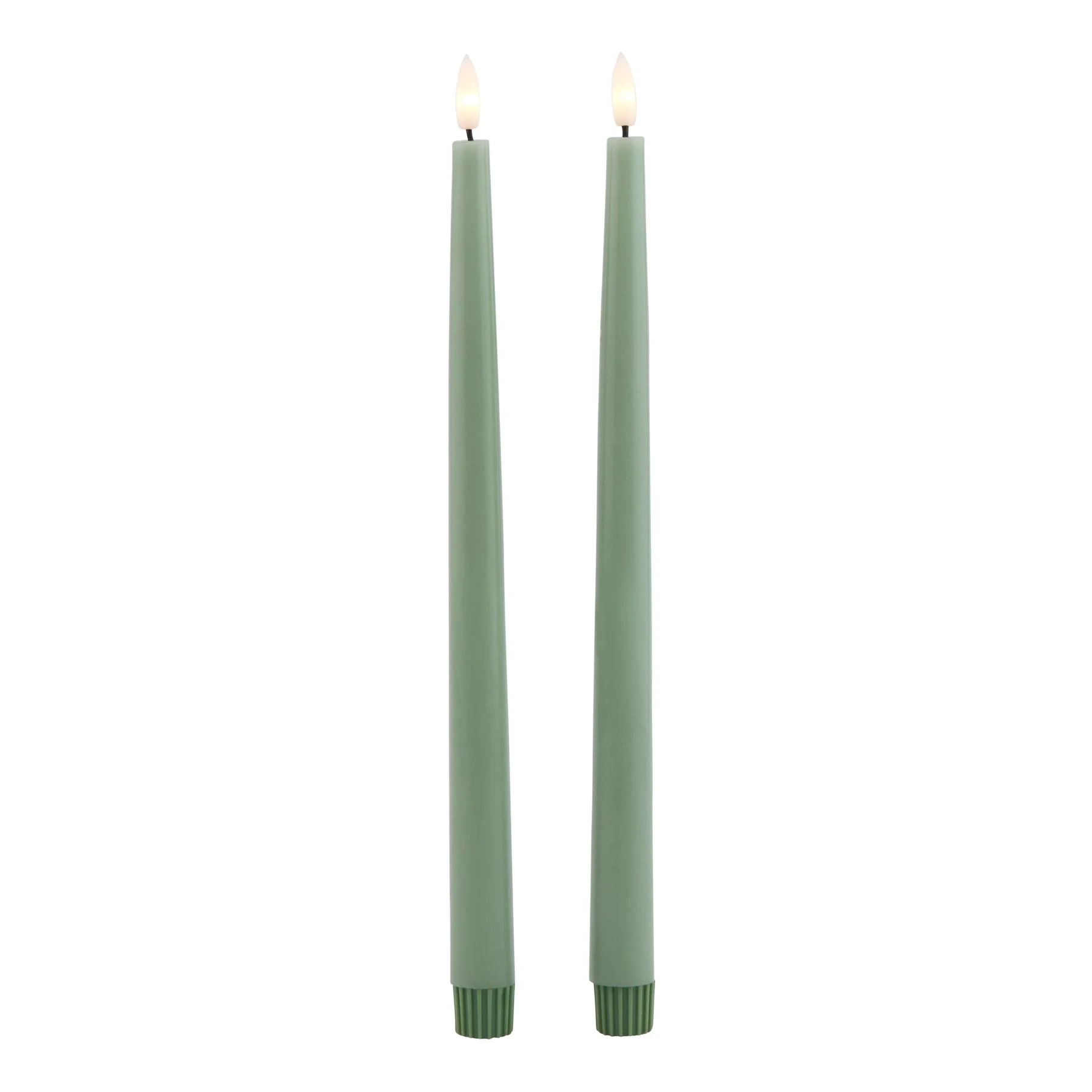 Luxe Collection S/2 Sage LED Wax Dinner Candles - Candles, photo 3 of 4