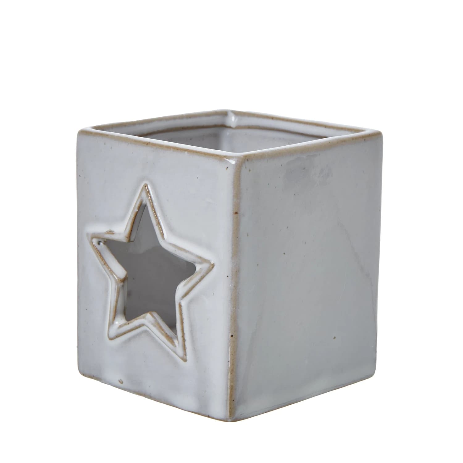 White Ceramic Star Cut-Out Square Tealight Holder - Candles, photo 2 of 3