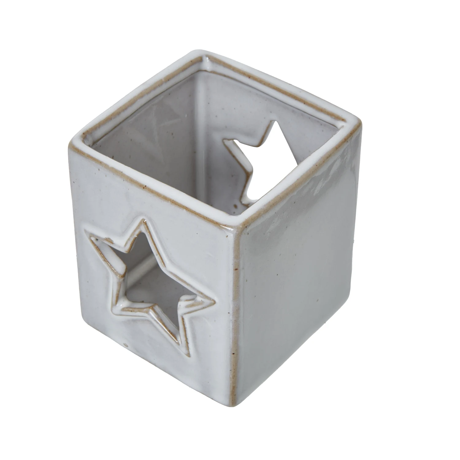 White Ceramic Star Cut-Out Square Tealight Holder - Candles, photo 3 of 3