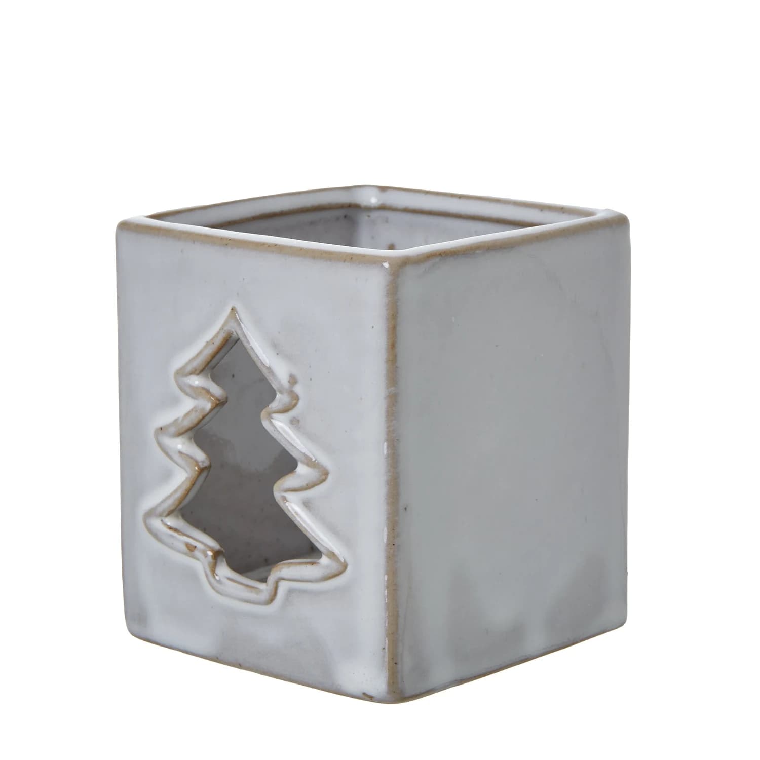 White Ceramic Tree Cut-Out Square Tealight Holder - Candles, photo 2 of 3