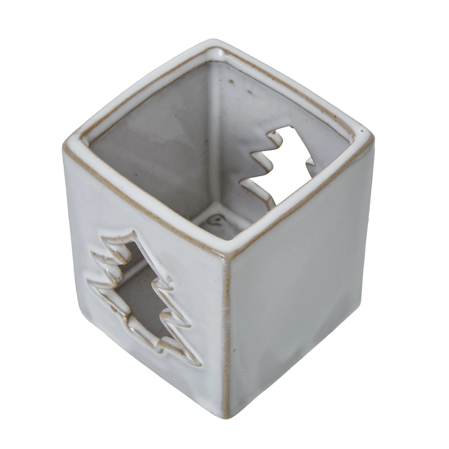 White Ceramic Tree Cut-Out Square Tealight Holder - Candles, photo 3 of 3
