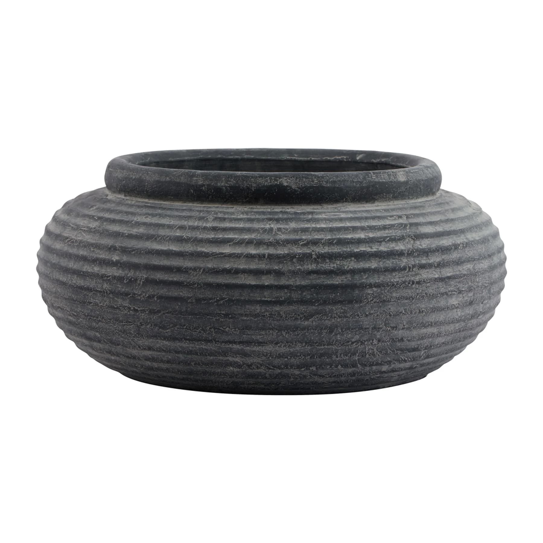 Amalfi Grey Round Ribbed Planter - Planters & pots, photo 2 of 5