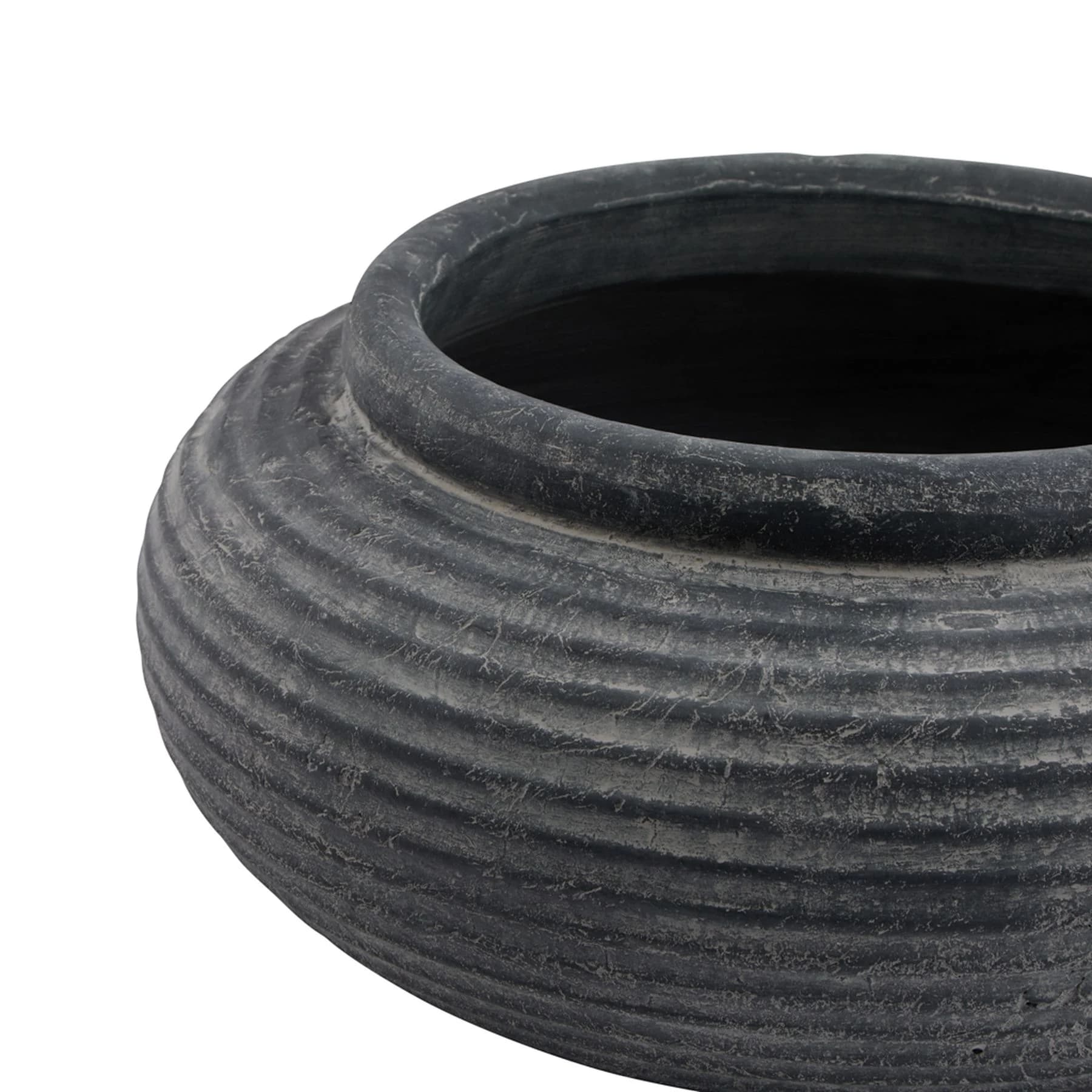 Amalfi Grey Round Ribbed Planter - Planters & pots, photo 3 of 5