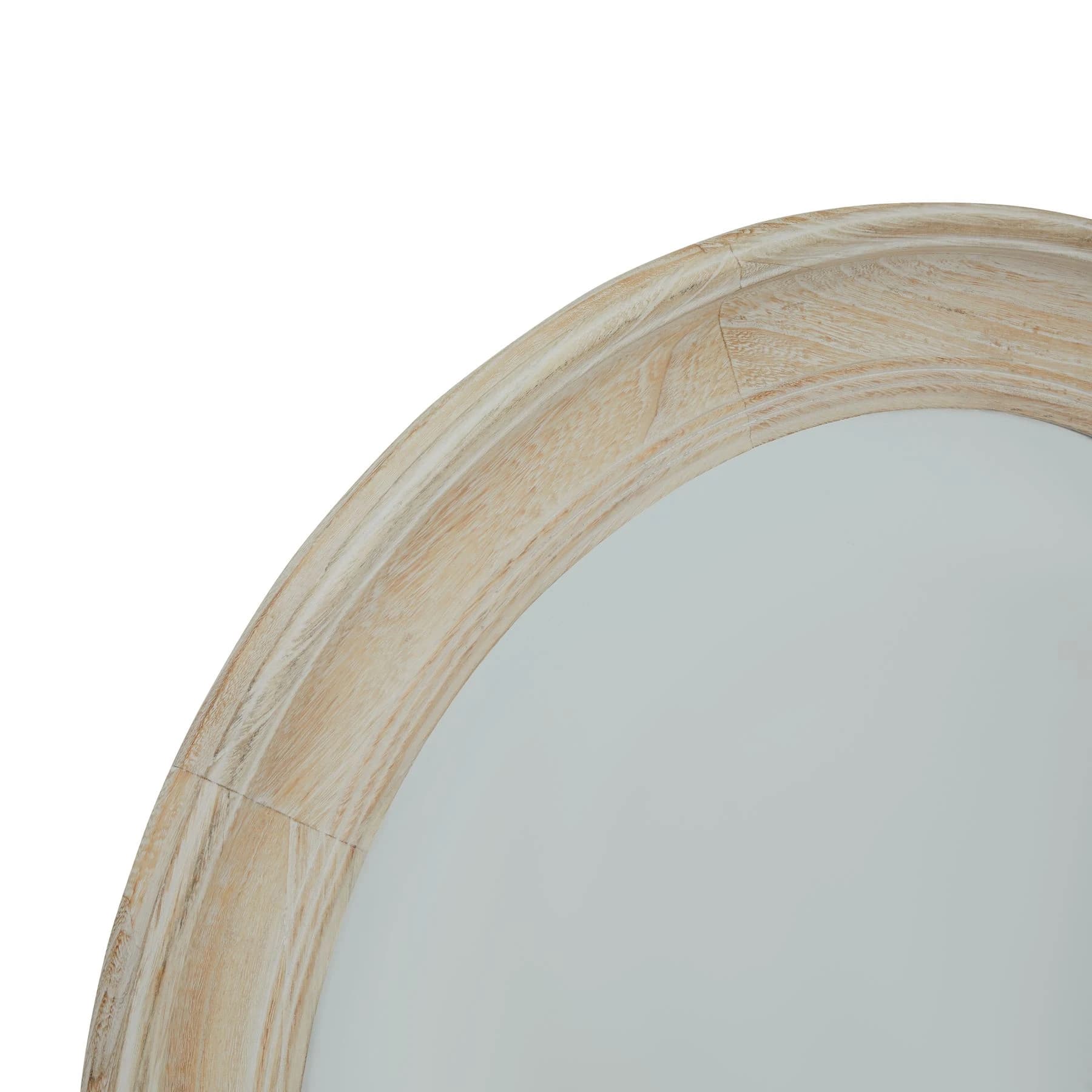 Washed Wood Round Framed Mirror - Mirrors, photo 2 of 3