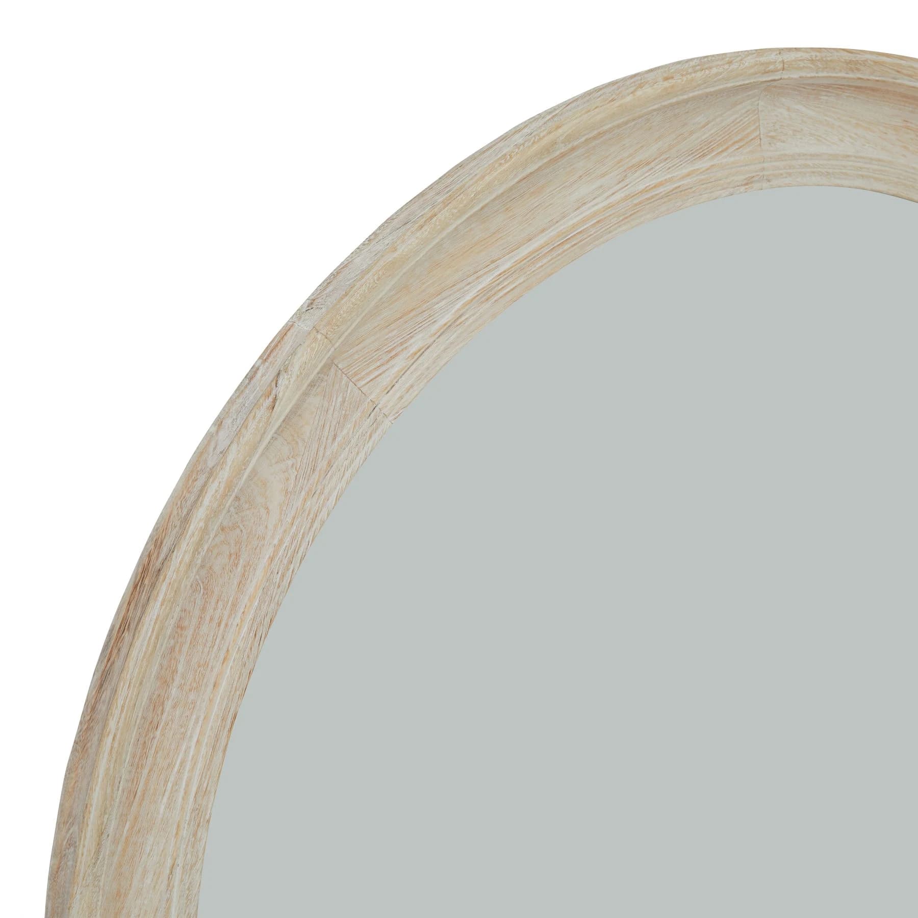 Washed Wood Round Framed Large Mirror - Mirrors, photo 2 of 3
