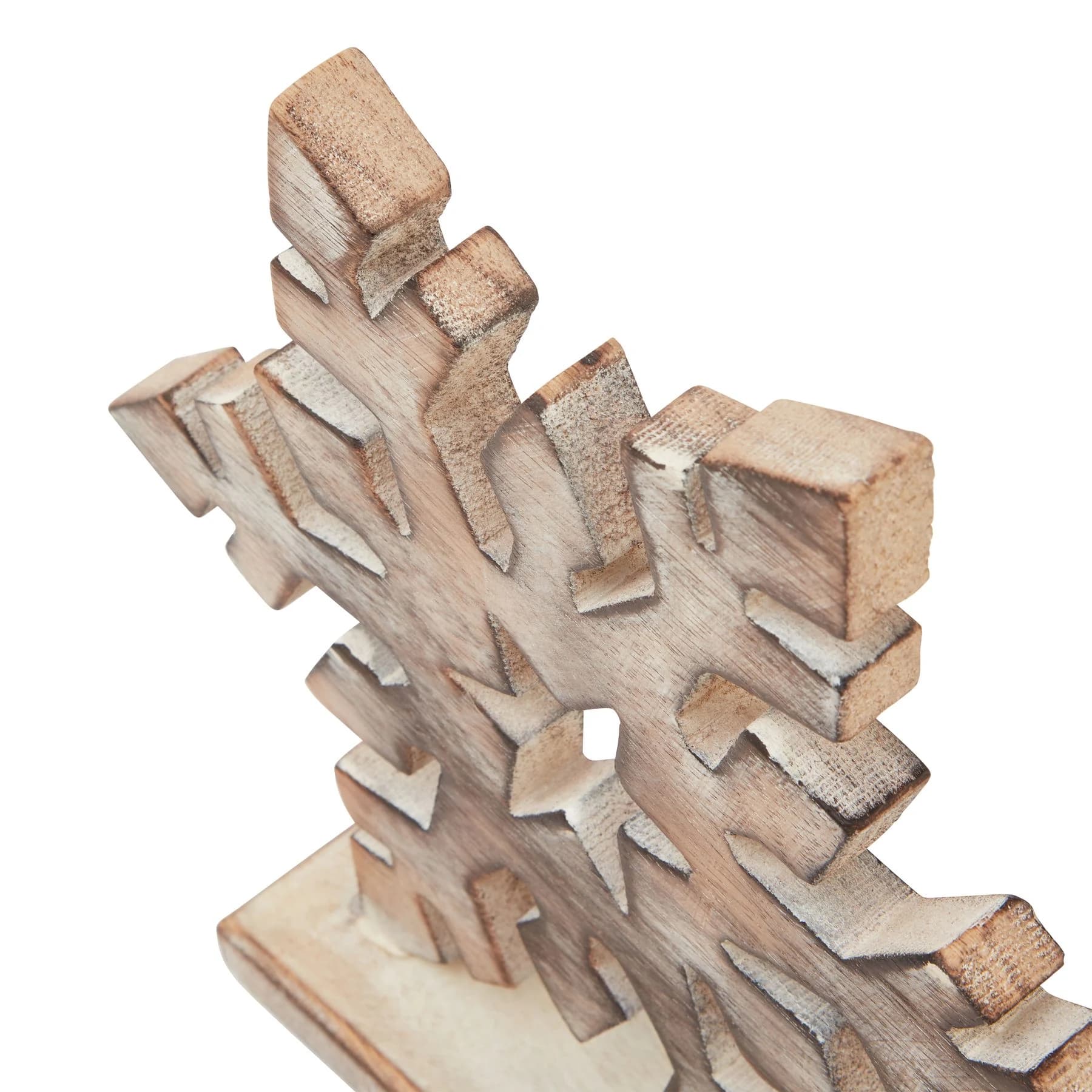 White Wash Collection Wooden Snowflake Decoration - Decorative, photo 2 of 3