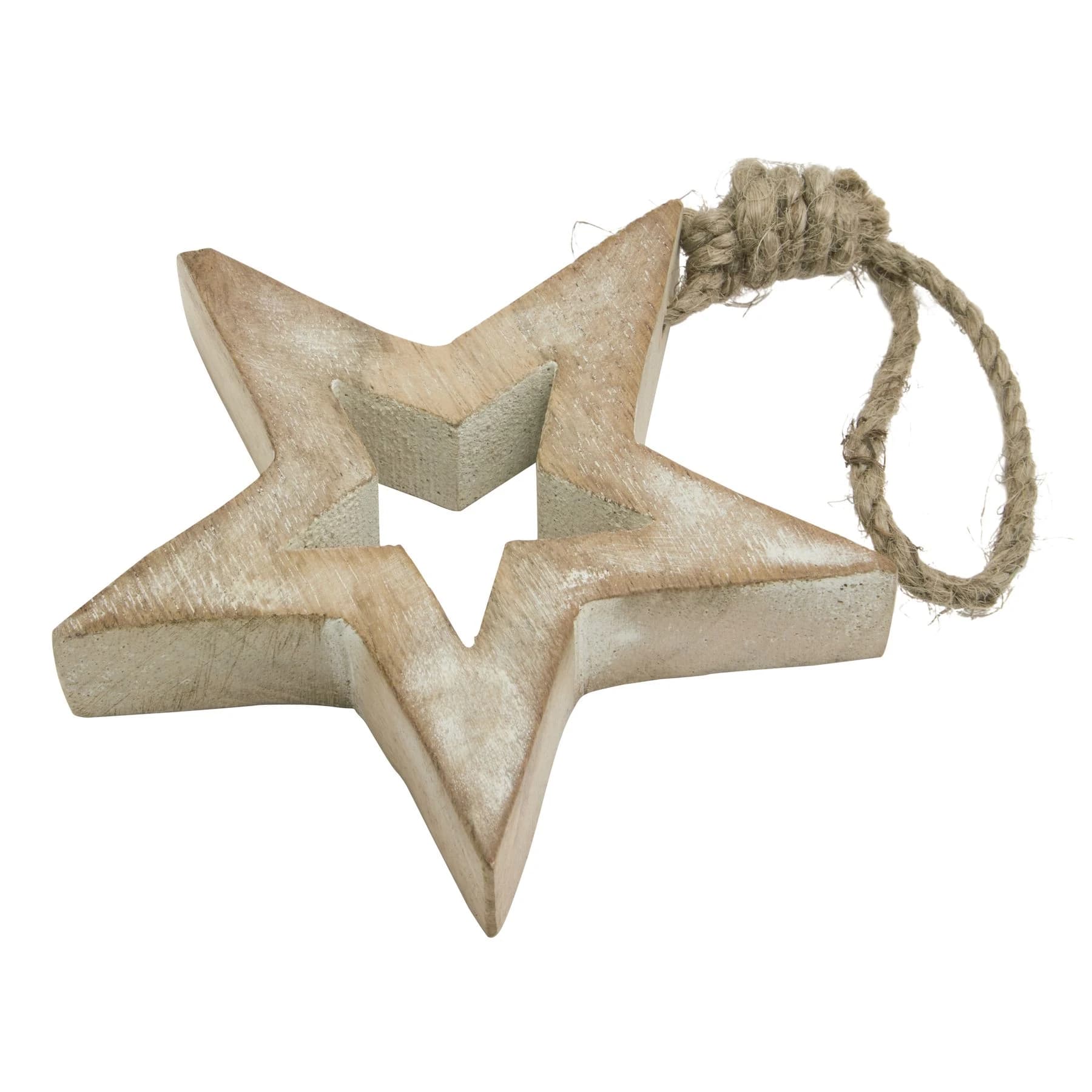 White Wash Collection Small Wooden Hanging Star Decoration - Decorative, photo 3 of 4