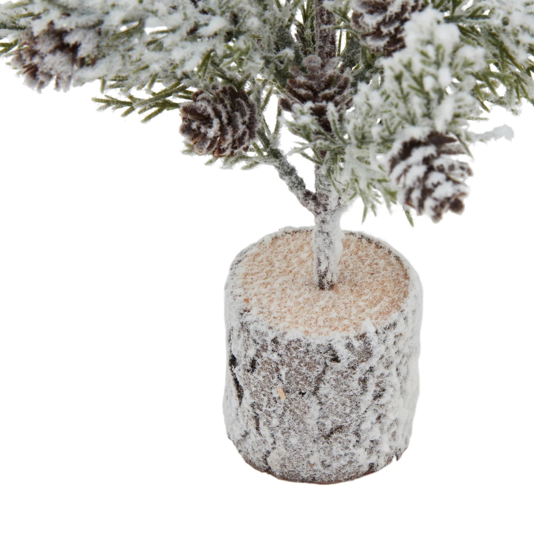 Small Snowy Fir Tree With Pinecones In Wood Log - Sculptures & ornaments, photo 3 of 3