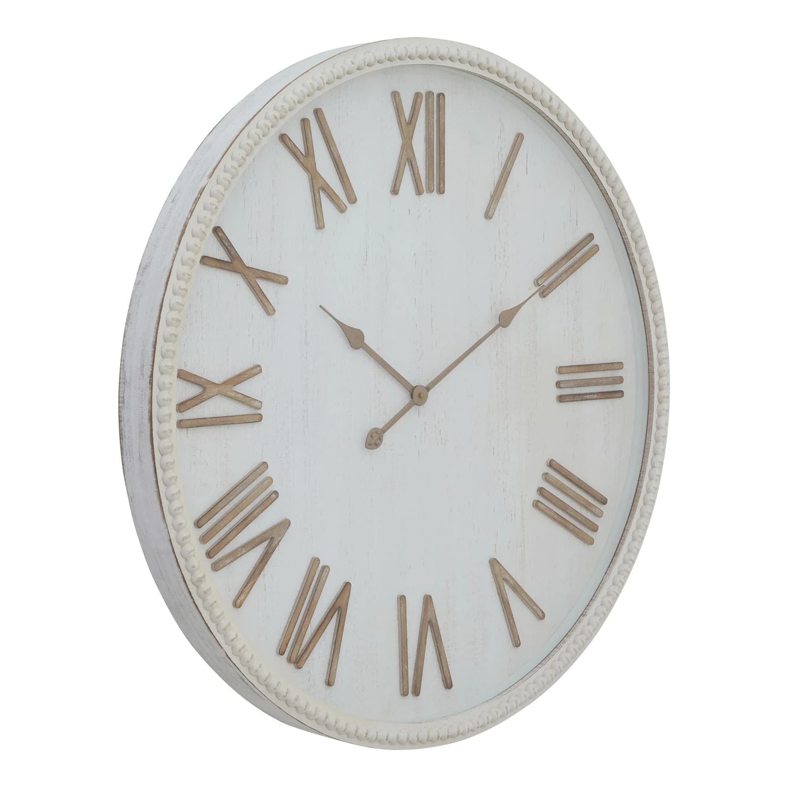 Large Rustic White Clock With Beaded Frame - Clocks, photo 3 of 6