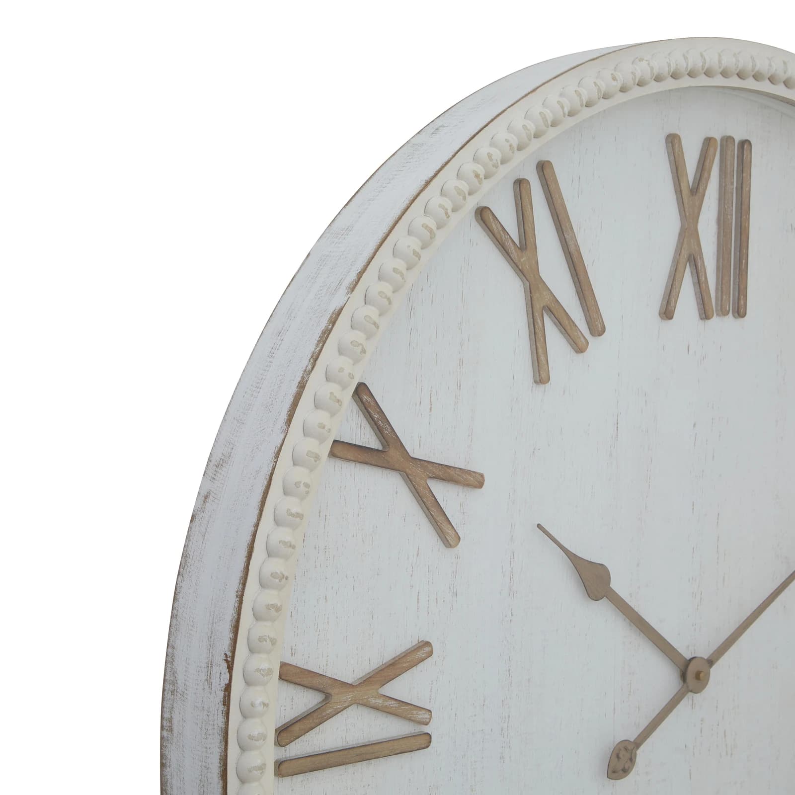 Large Rustic White Clock With Beaded Frame - Clocks, photo 4 of 6