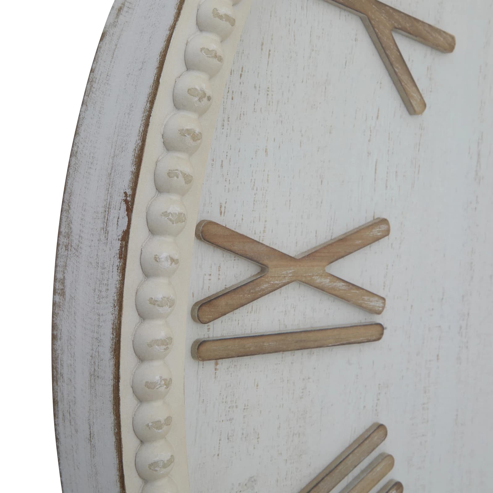 Large Rustic White Clock With Beaded Frame - Clocks, photo 5 of 6