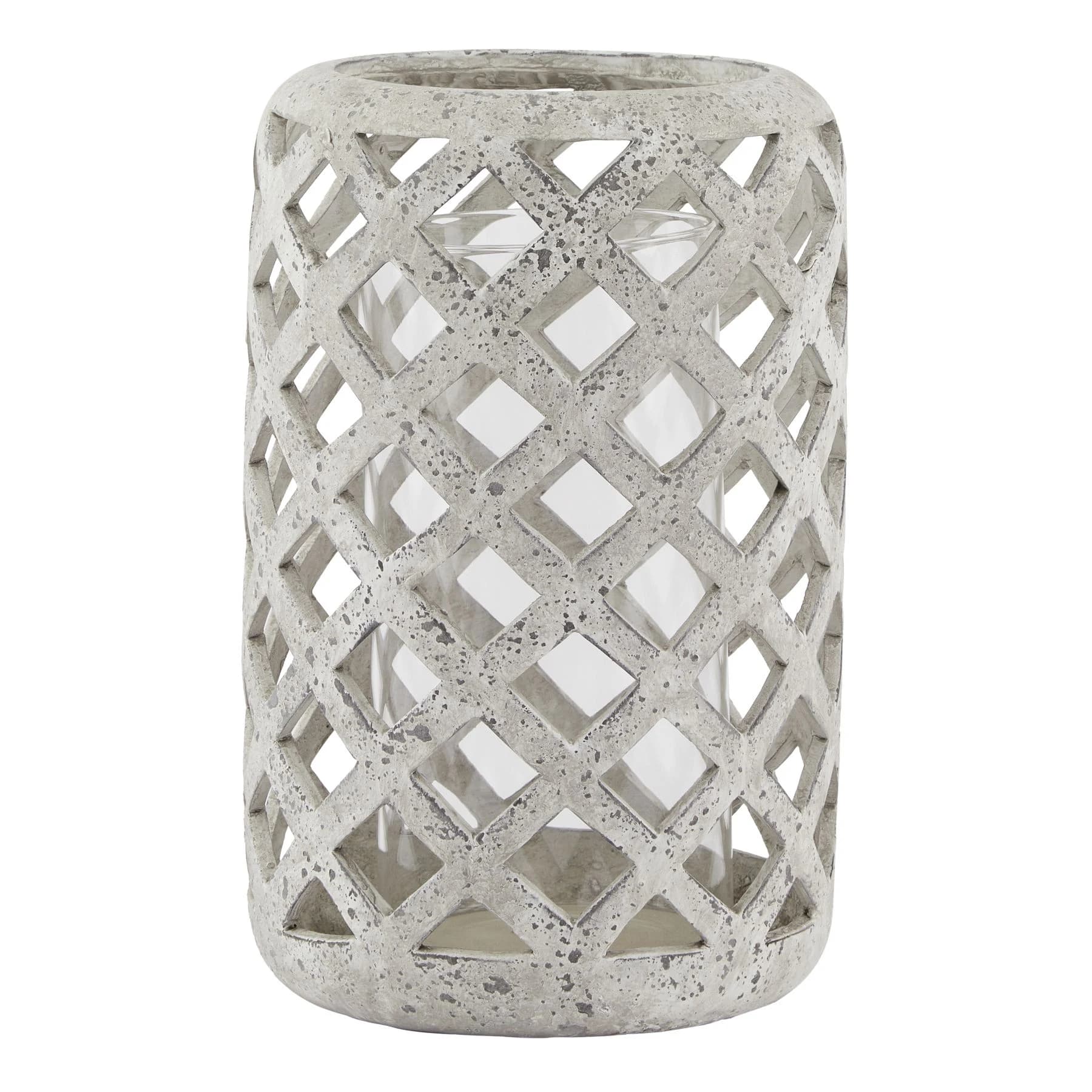 Large Grey Stone Effect Hurricane Lantern - Lanterns, photo 2 of 4