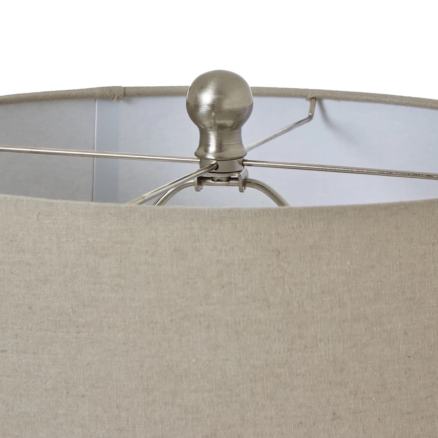 White Beaded Ceramic Lamp With Linen Shade - Table lamps, photo 3 of 5