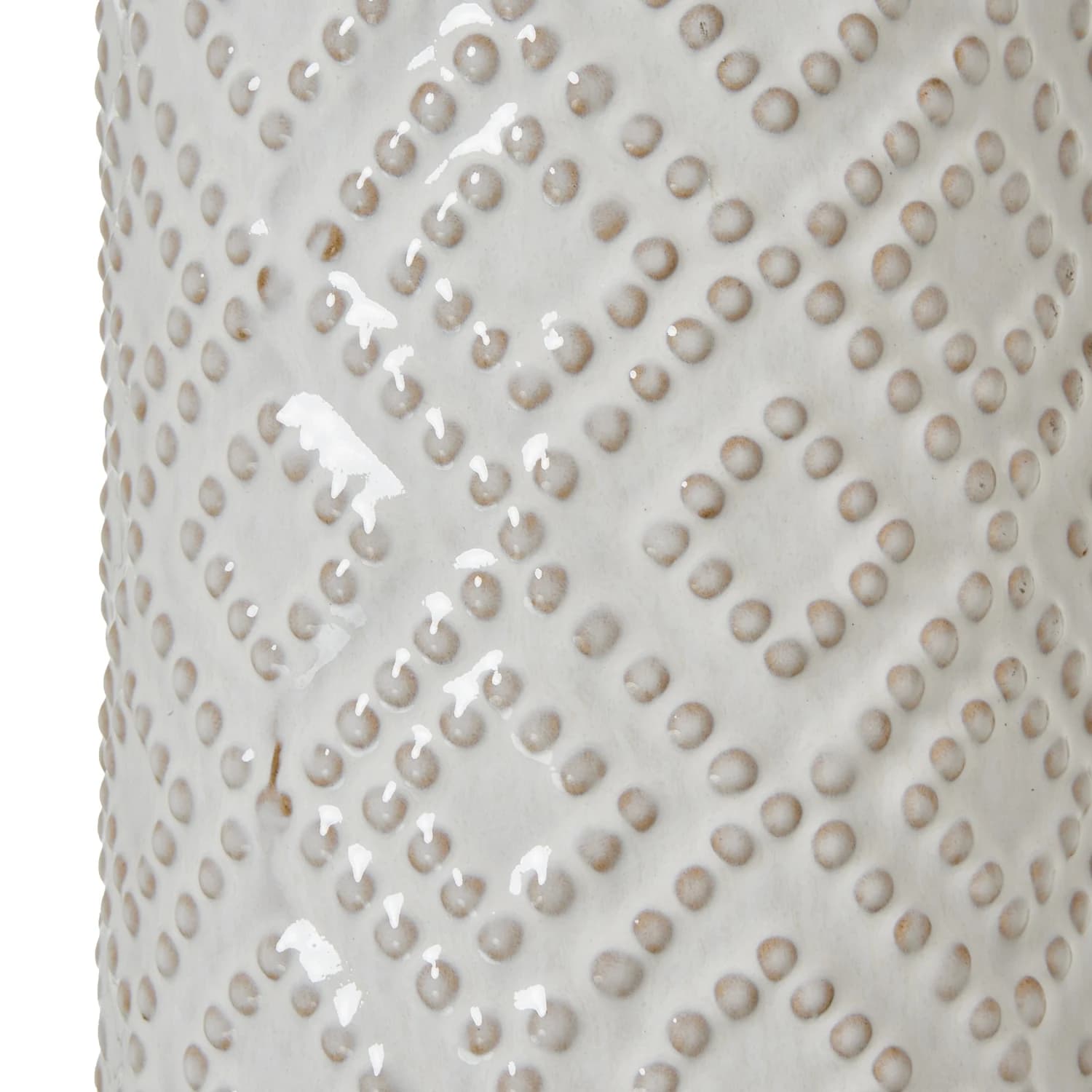 White Beaded Ceramic Lamp With Linen Shade - Table lamps, photo 4 of 5