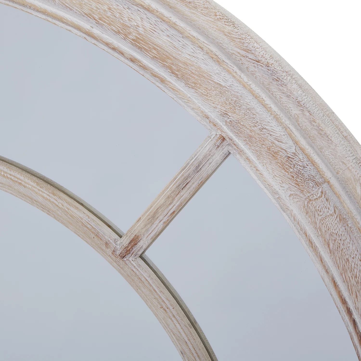 Washed Wood Framed Round Mirror - Mirrors, photo 3 of 4