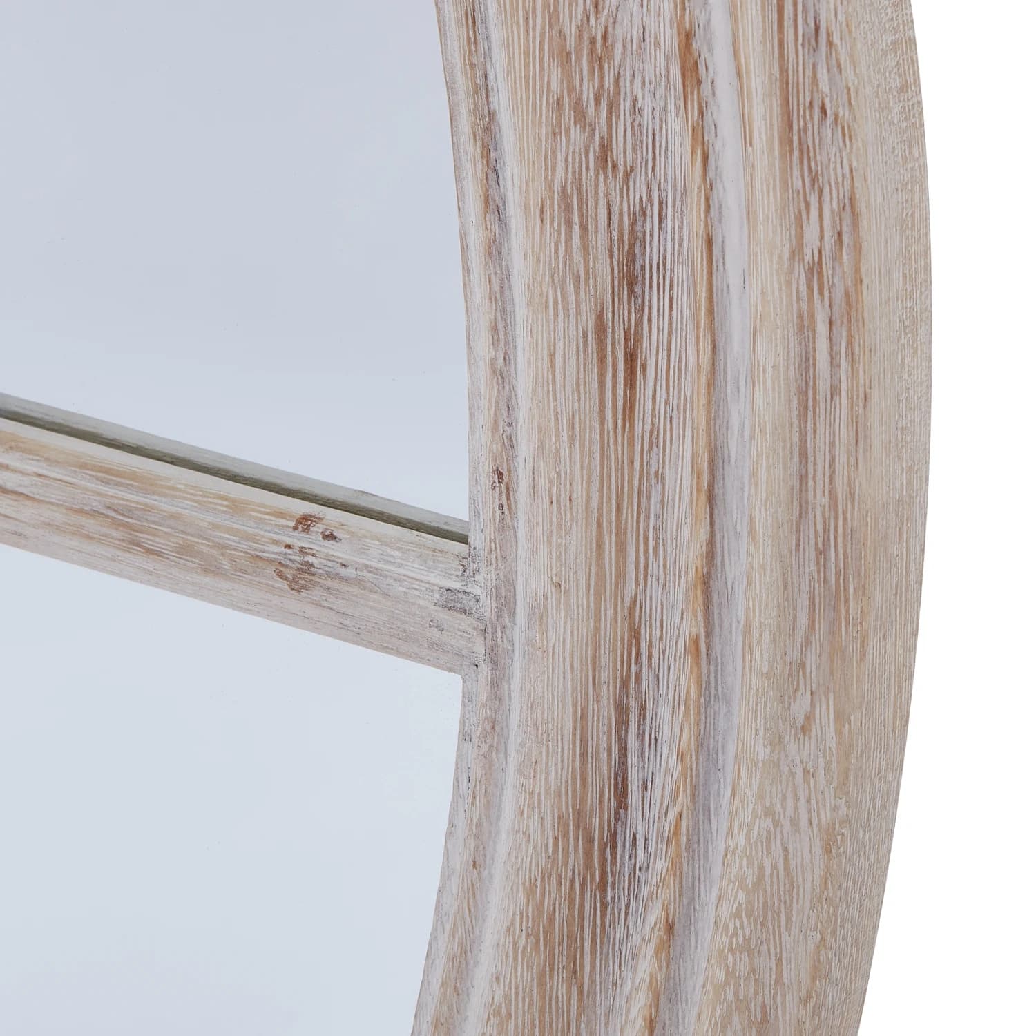 Washed Wood Framed Round Mirror - Mirrors, photo 4 of 4