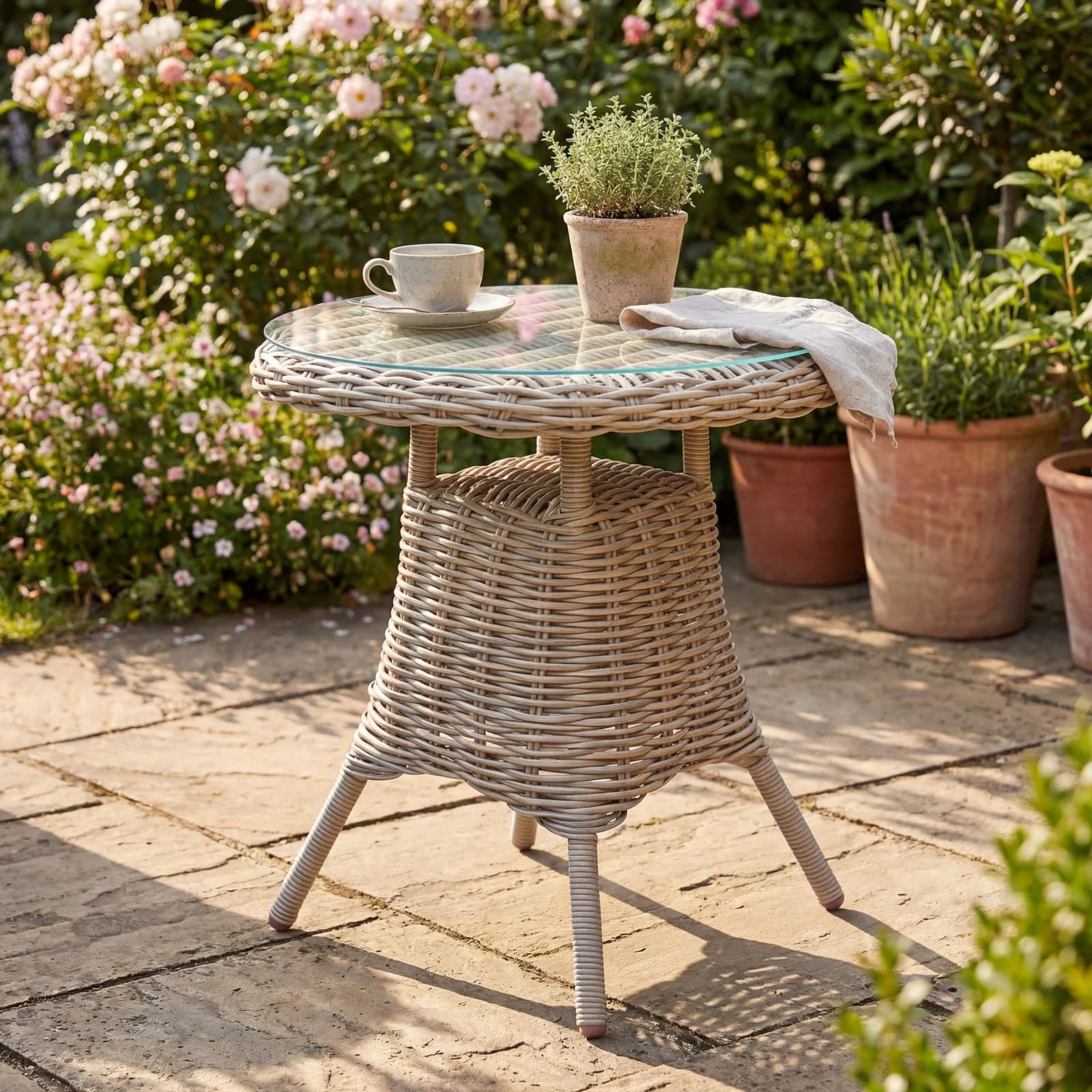 Amalfi Collection Outdoor Bistro Table With Glass Top - Outdoor, photo 2 of 3