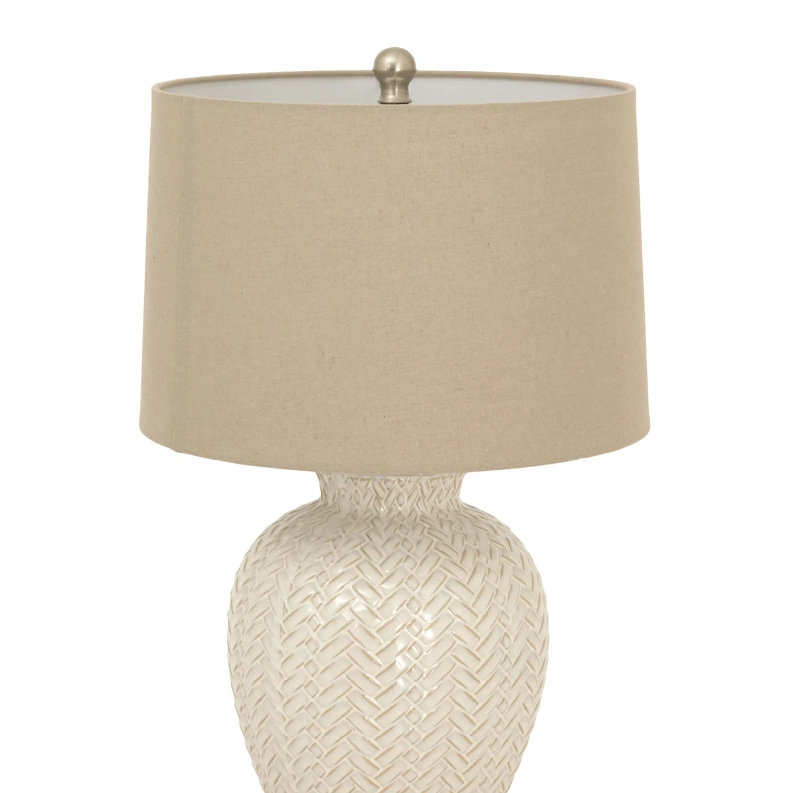 Twill Weave Ceramic Table Lamp With Linen Shade - Table lamps, photo 4 of 5