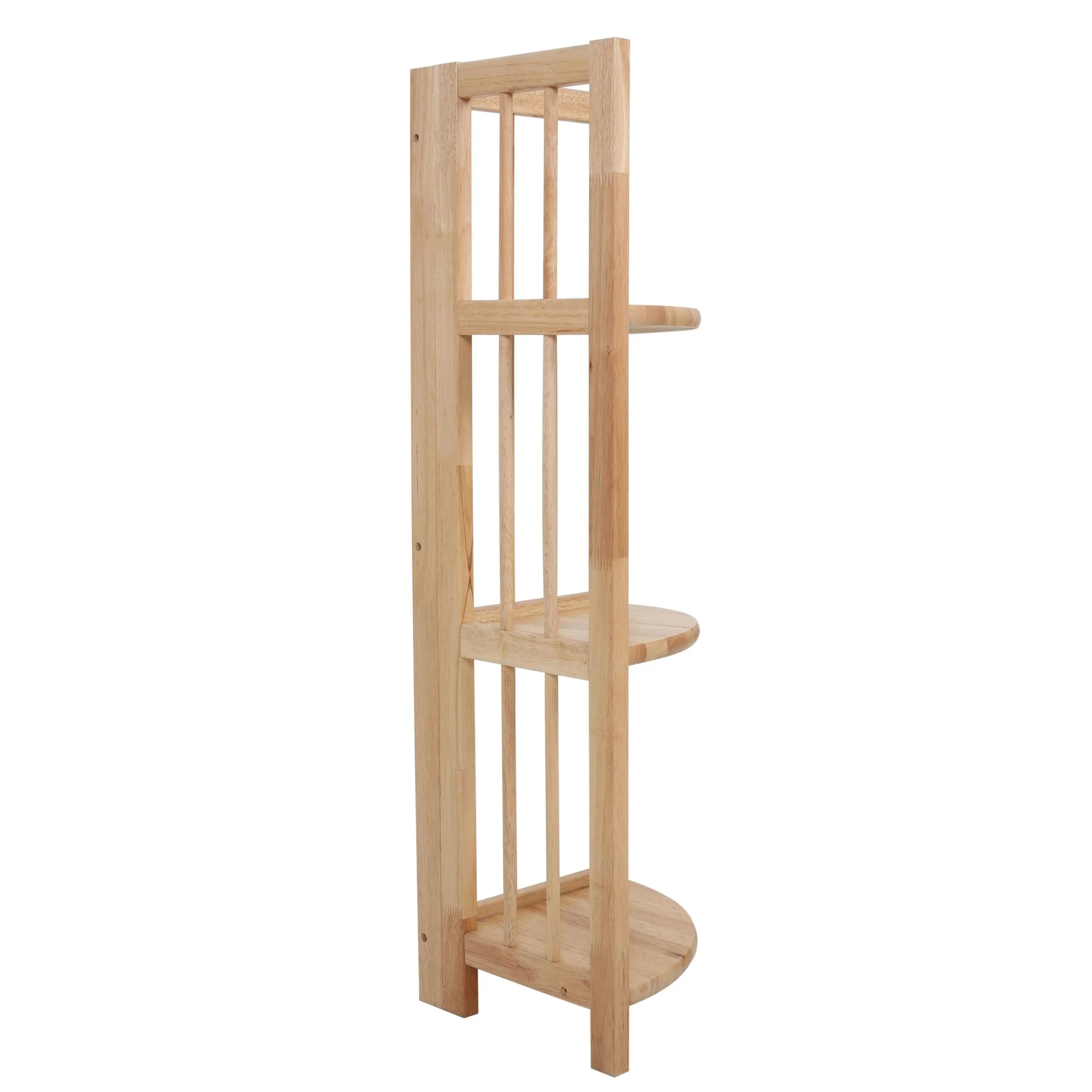 Heva 3 Tier Tropical Hevea Wood Corner Shelf Unit - Bookcases & shelving, photo 3 of 4