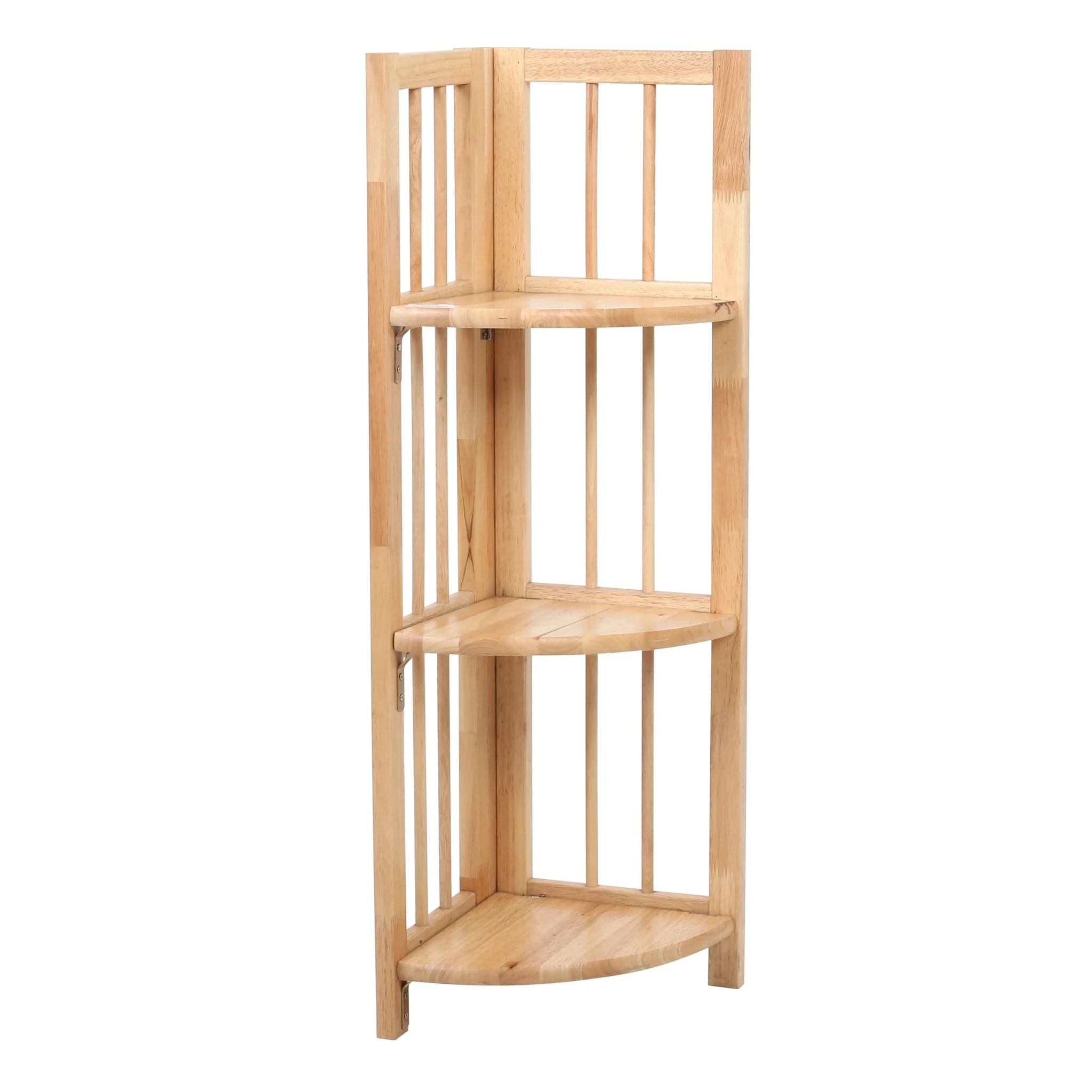 Heva 3 Tier Tropical Hevea Wood Corner Shelf Unit - Bookcases & shelving, photo 2 of 4
