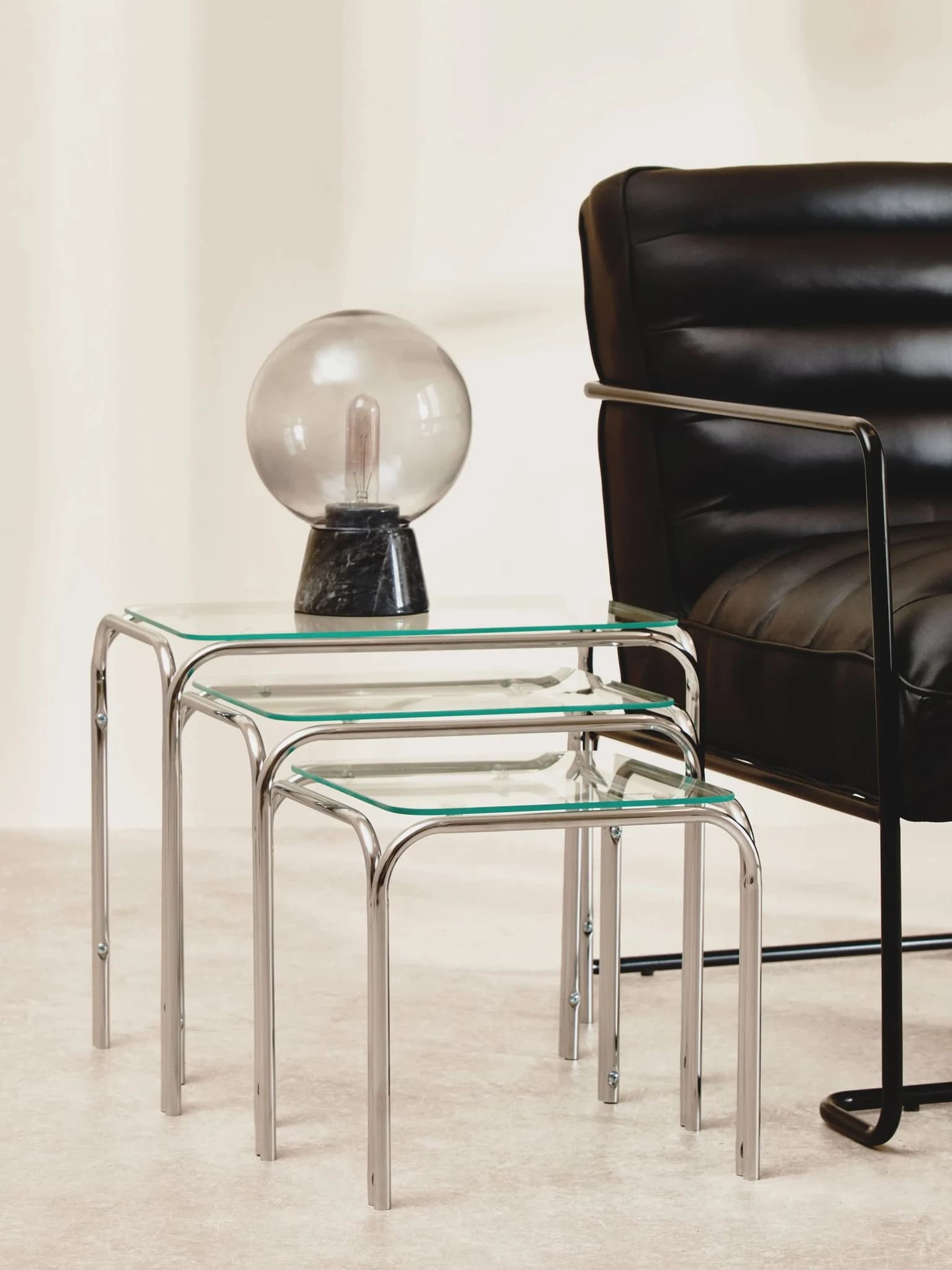Jordan Nest Of 3 Clear Glass Tables - Tables, photo 5 of 6