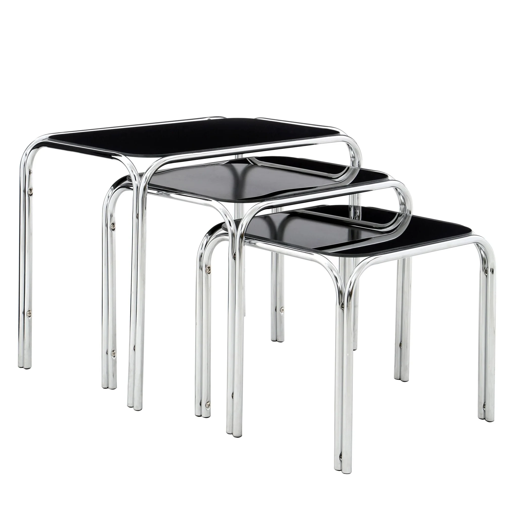 Jordan Set Of Three Black Glass Nest Of Tables - Tables, photo 2 of 3