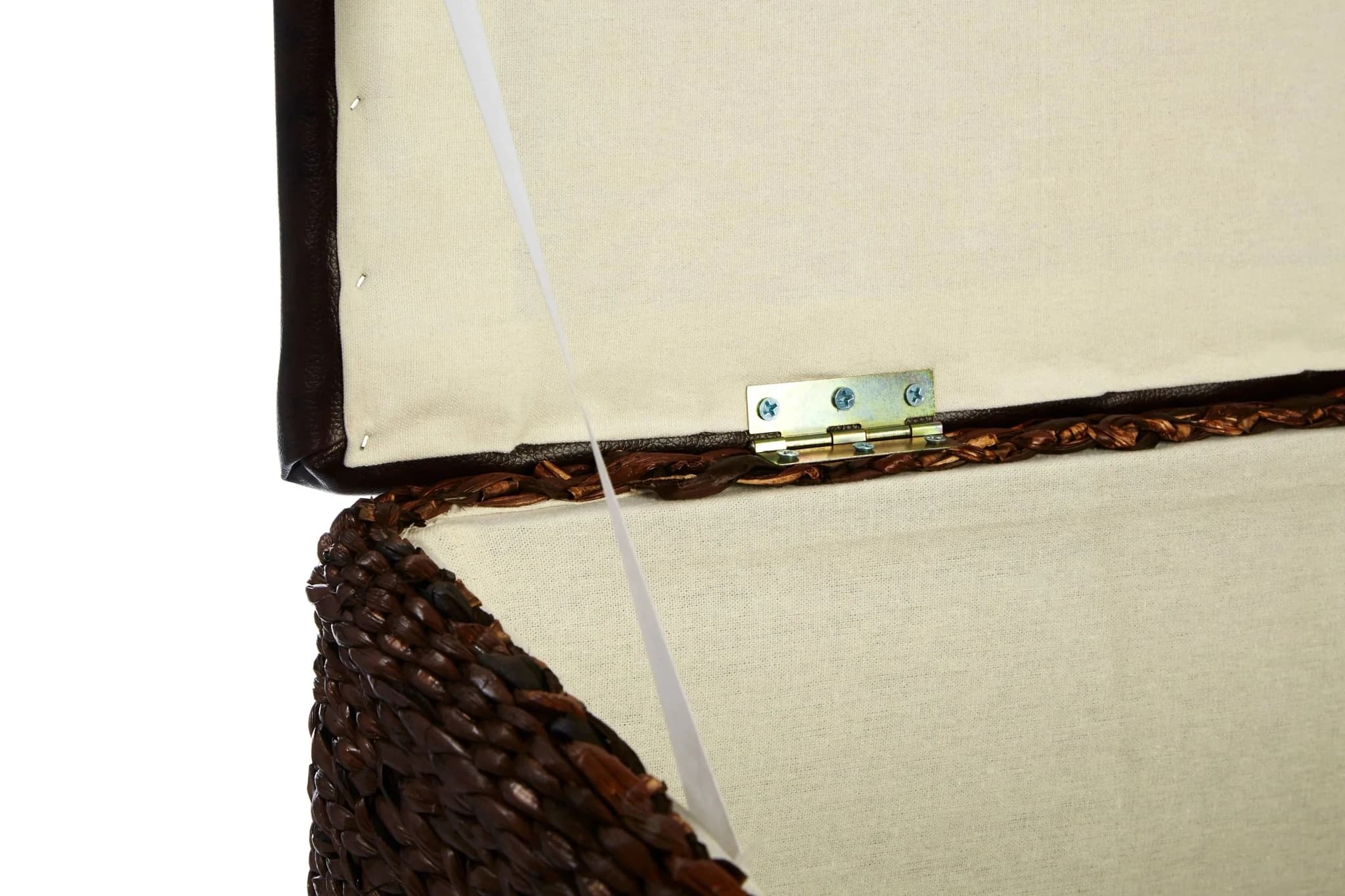 Cattail Woven Rattan and Faux Leather Set of 2 Storage Ottomans - Bookcases & shelving, photo 3 of 4