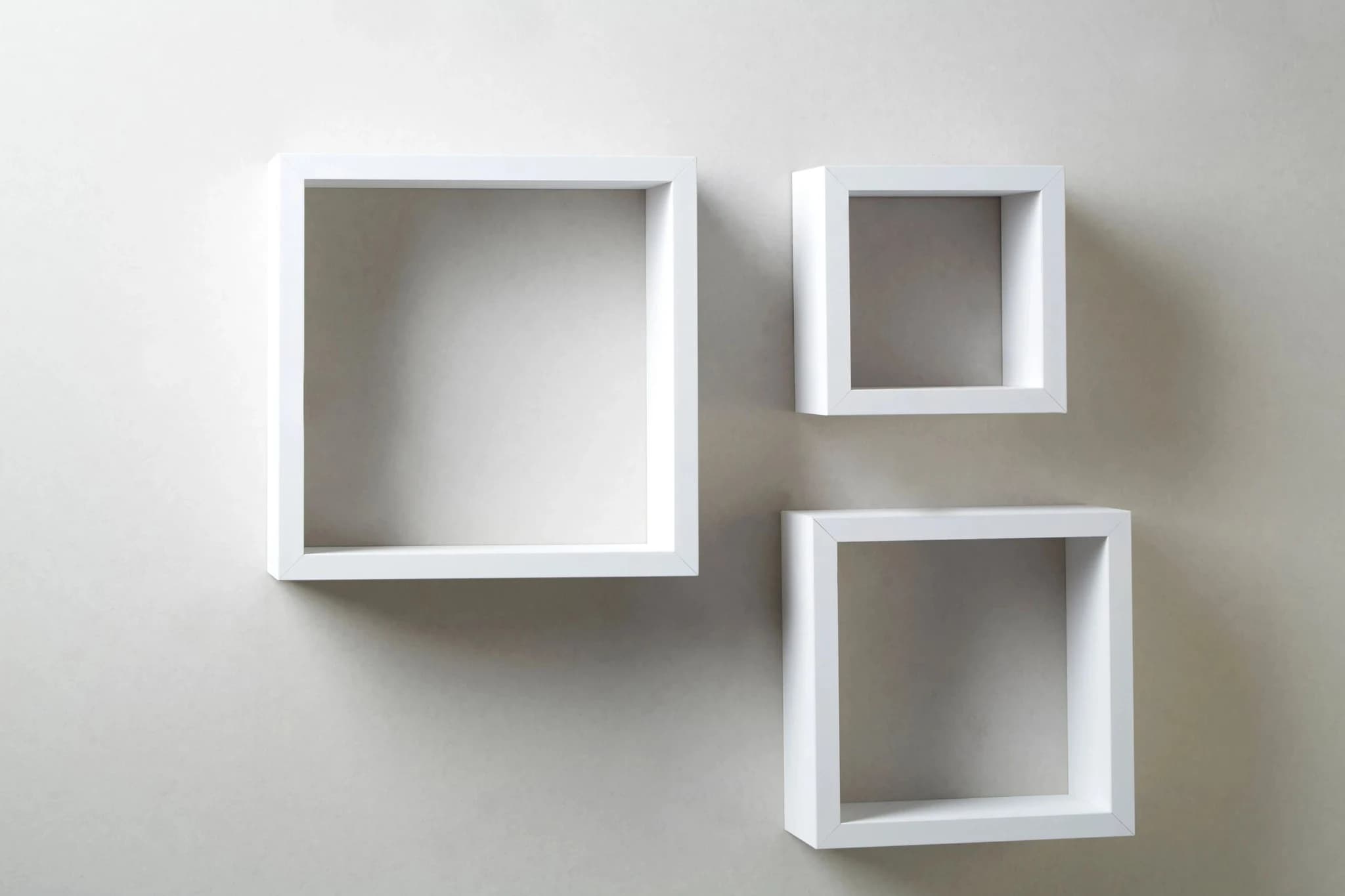 Kayli Set Of Three White Mdf And Pvc Coating Wall Cubes - Bookcases & shelving, photo 2 of 3