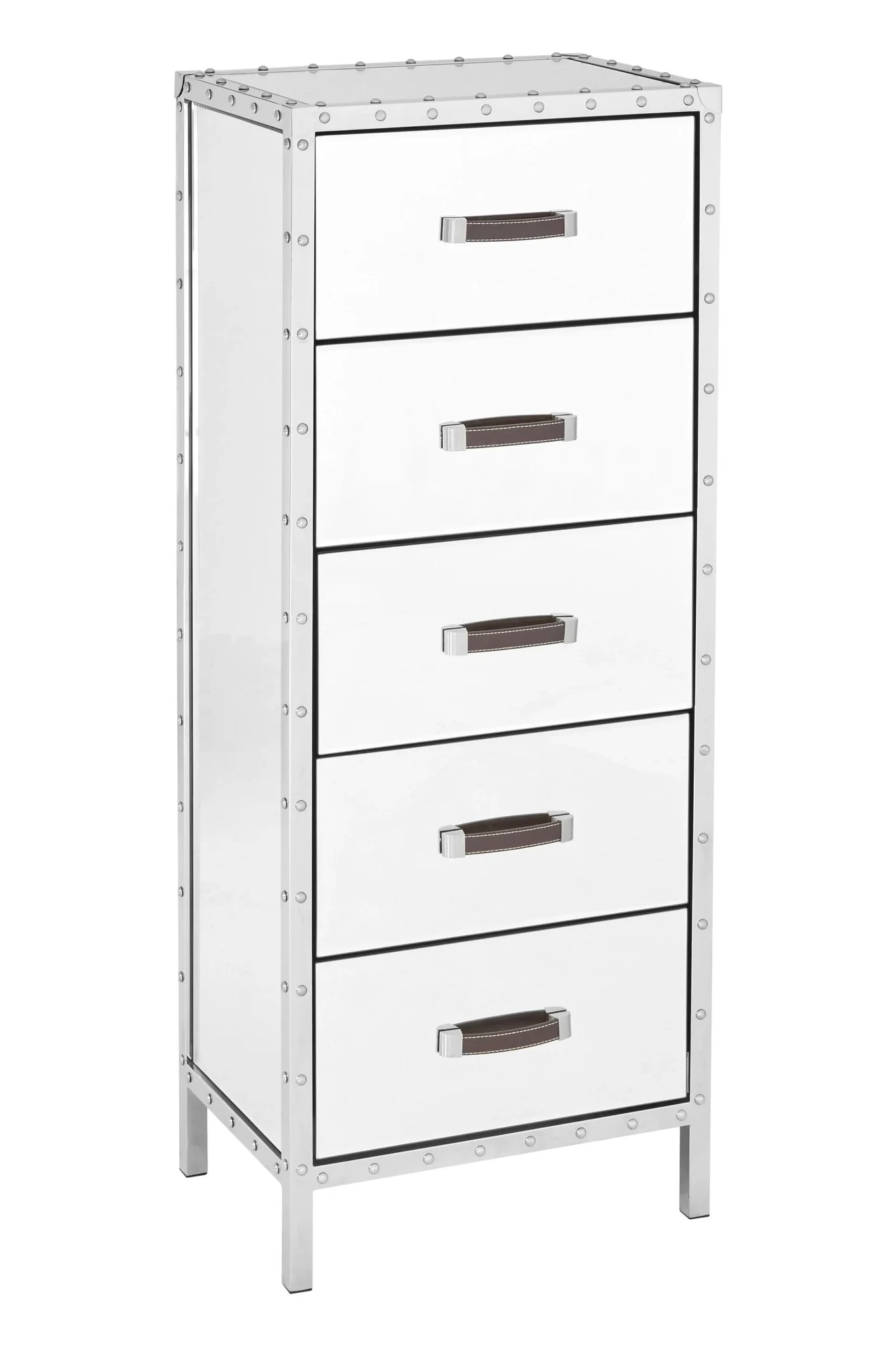 Rivet Mirrored Chest of 5 Drawers - Furniture, photo 2 of 4