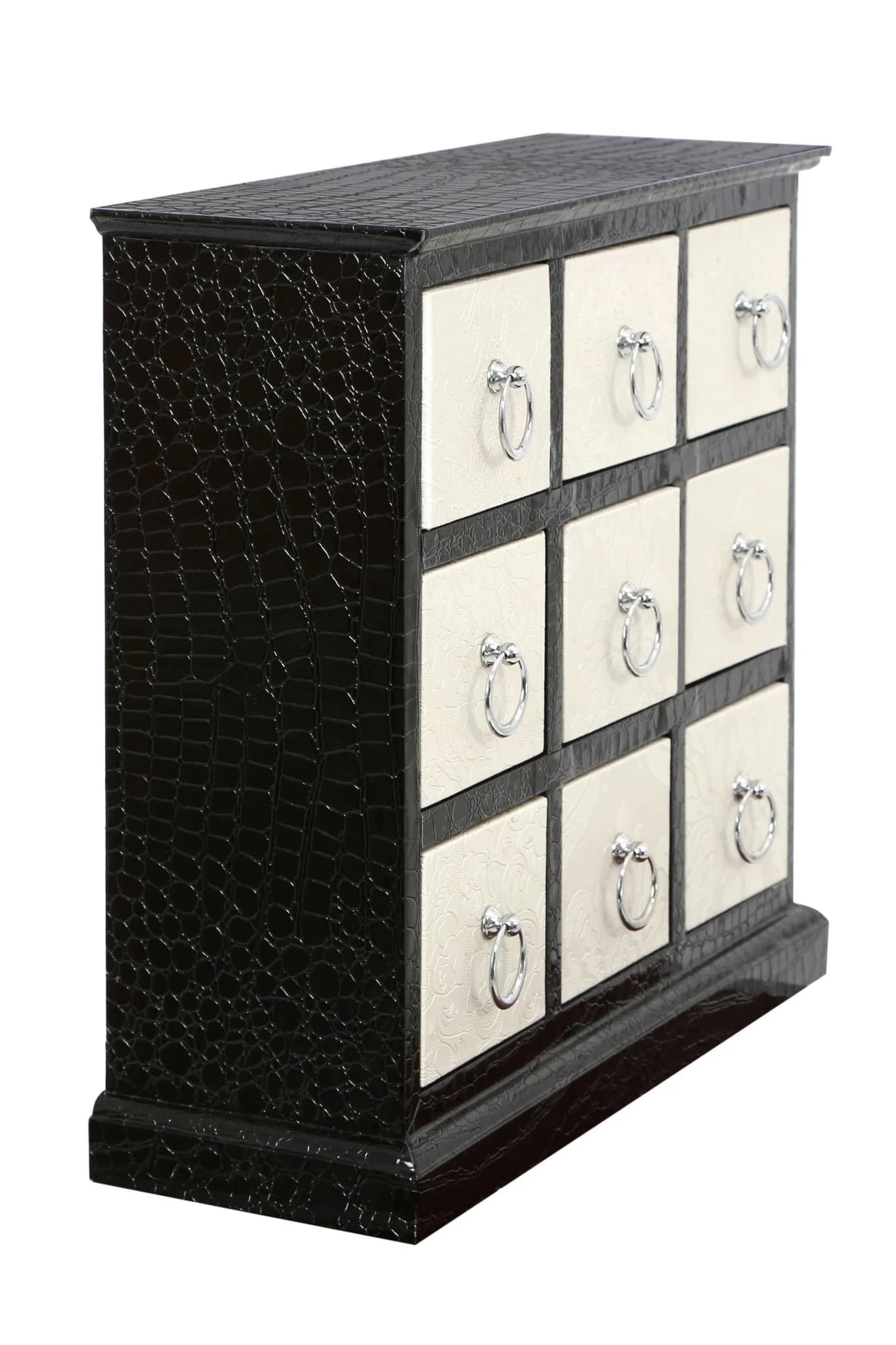 Carla Black Crocodile Leather Effect Chest of 9 Drawers - Bookcases & shelving, photo 2 of 3