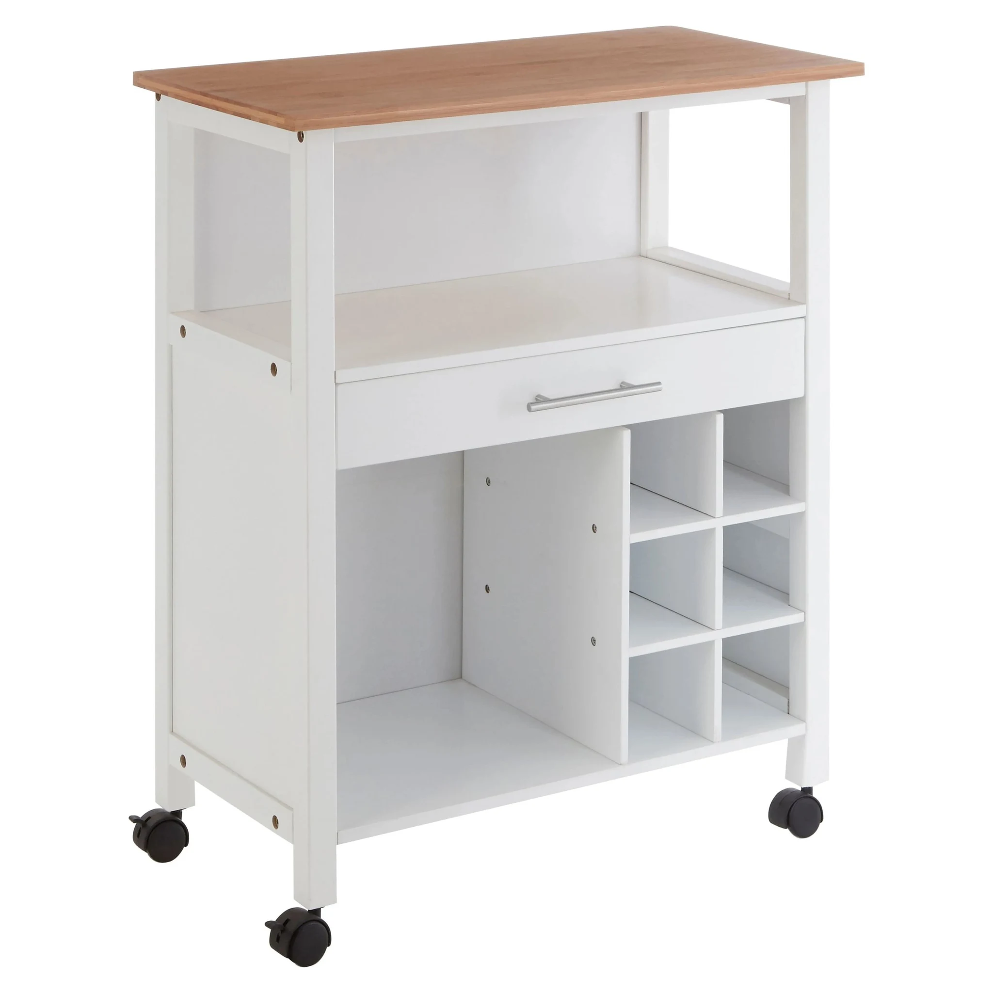 Harlow White and Bamboo Top 1 Drawer Kitchen Trolley - Furniture, photo 4 of 6