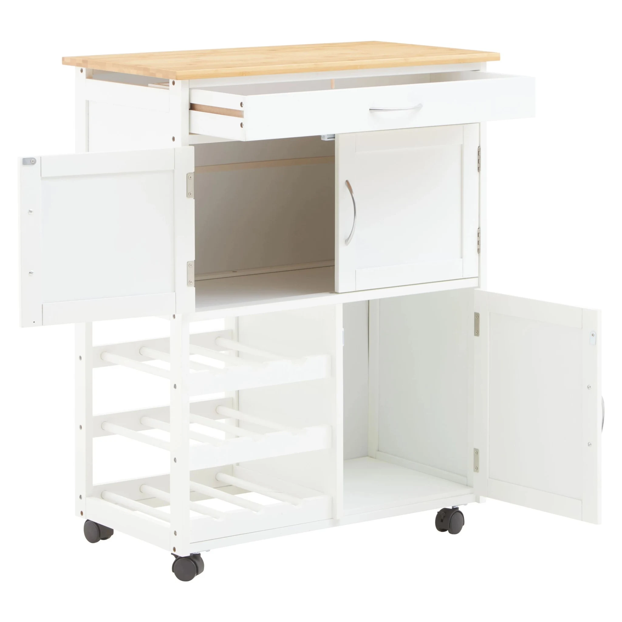 Harlow White and Bamboo Top Kitchen Trolley - Furniture, photo 4 of 8