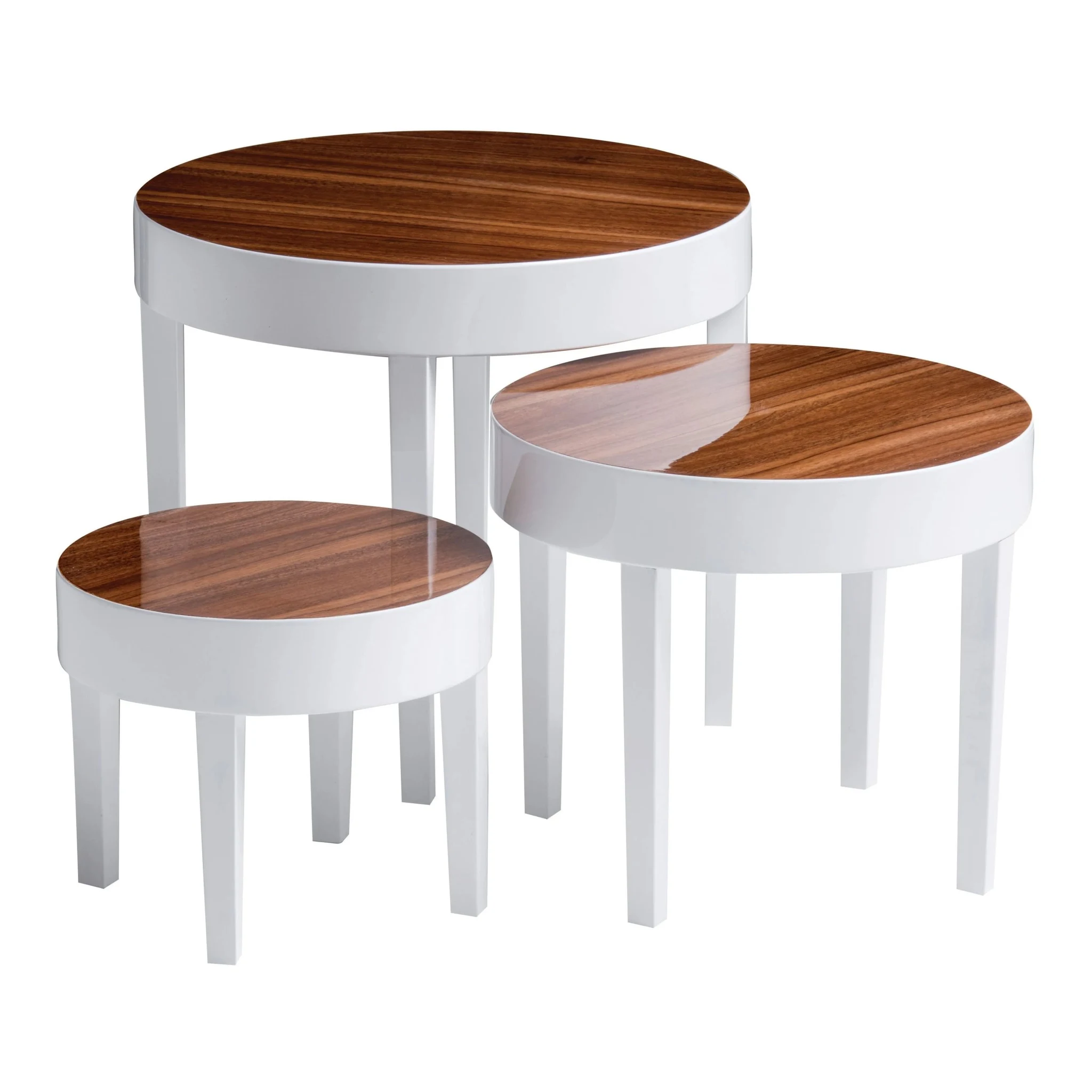 Moritz White High Gloss Finish Set of 3 Round Side Tables - Tables, photo 2 of 2