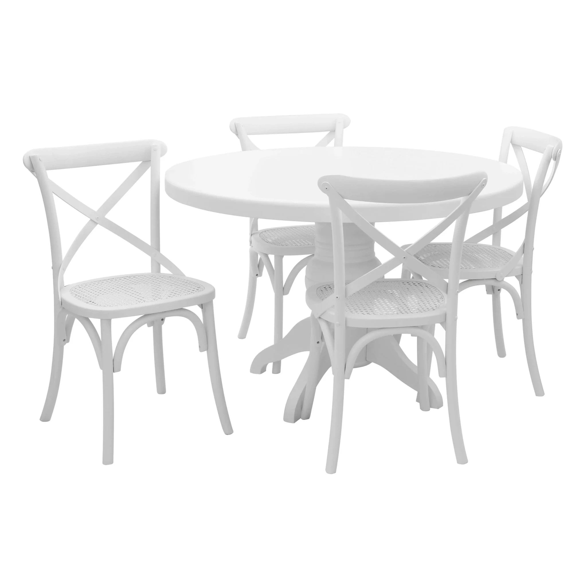 Vermont White Wash Round Dining Table with 4 Chairs Set - Seating, photo 2 of 2
