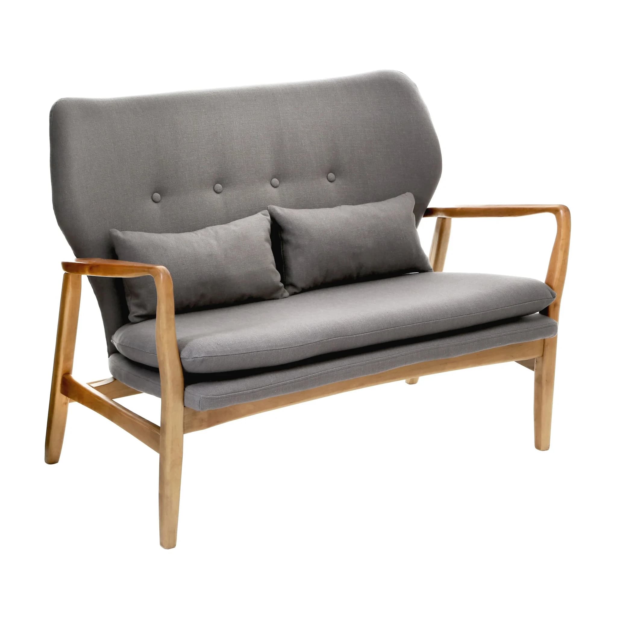Stockholm 2 Seat Grey Sofa With Birchwood Frame - Seating, photo 3 of 5