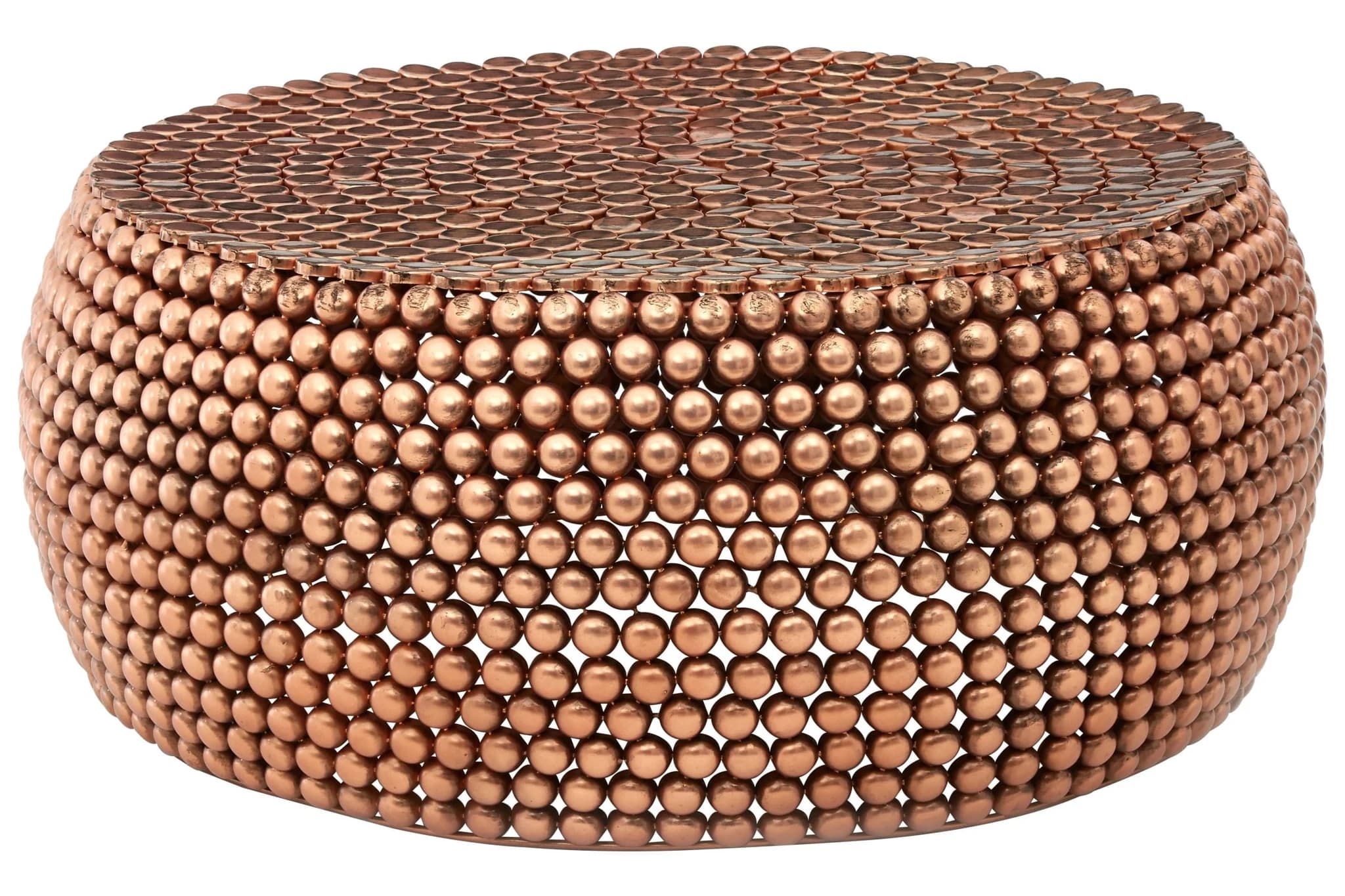 Templar Beaded Copper Finish Round Coffee Table - Tables, photo 2 of 5