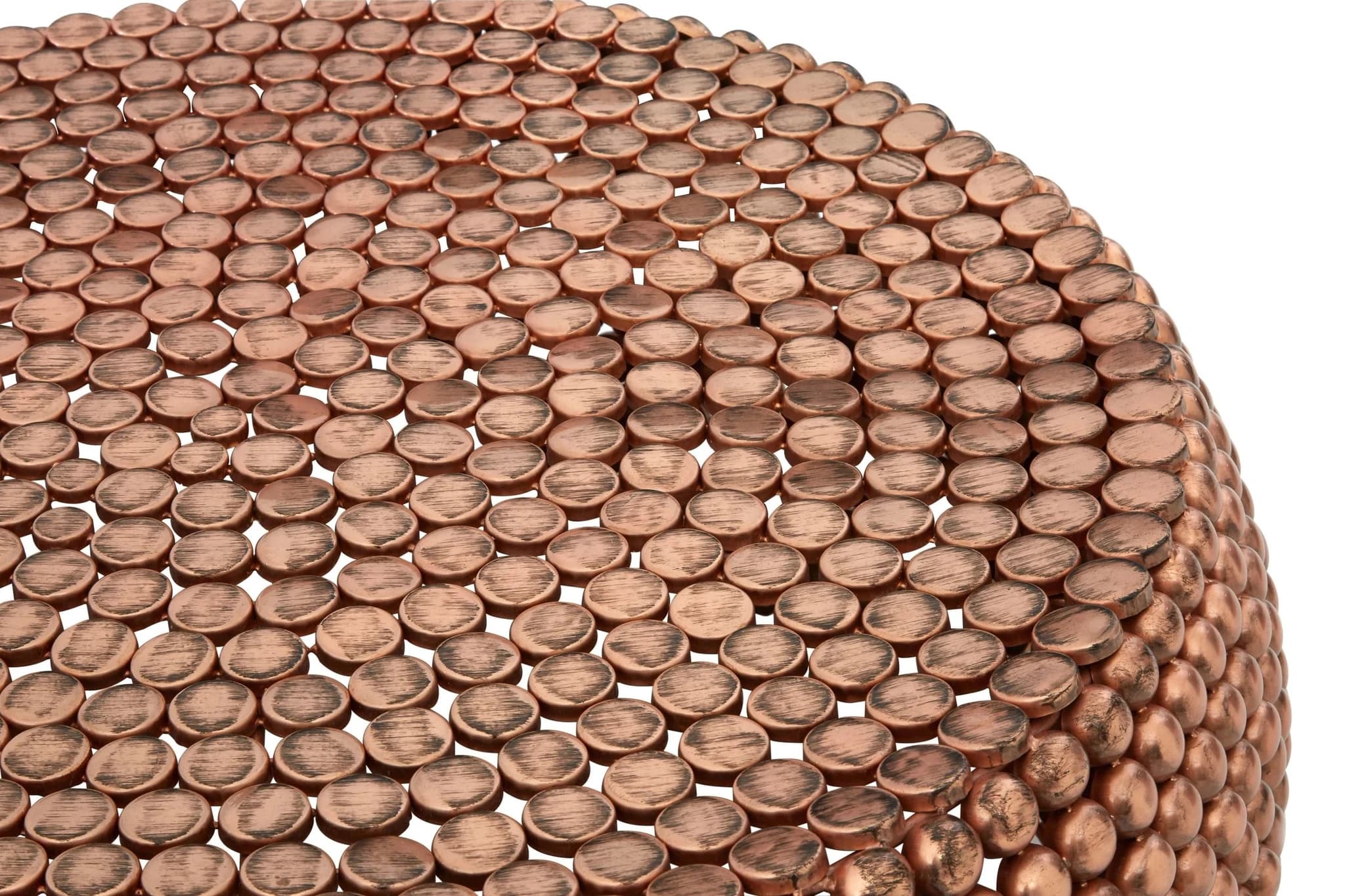 Templar Beaded Copper Finish Round Coffee Table - Tables, photo 5 of 5